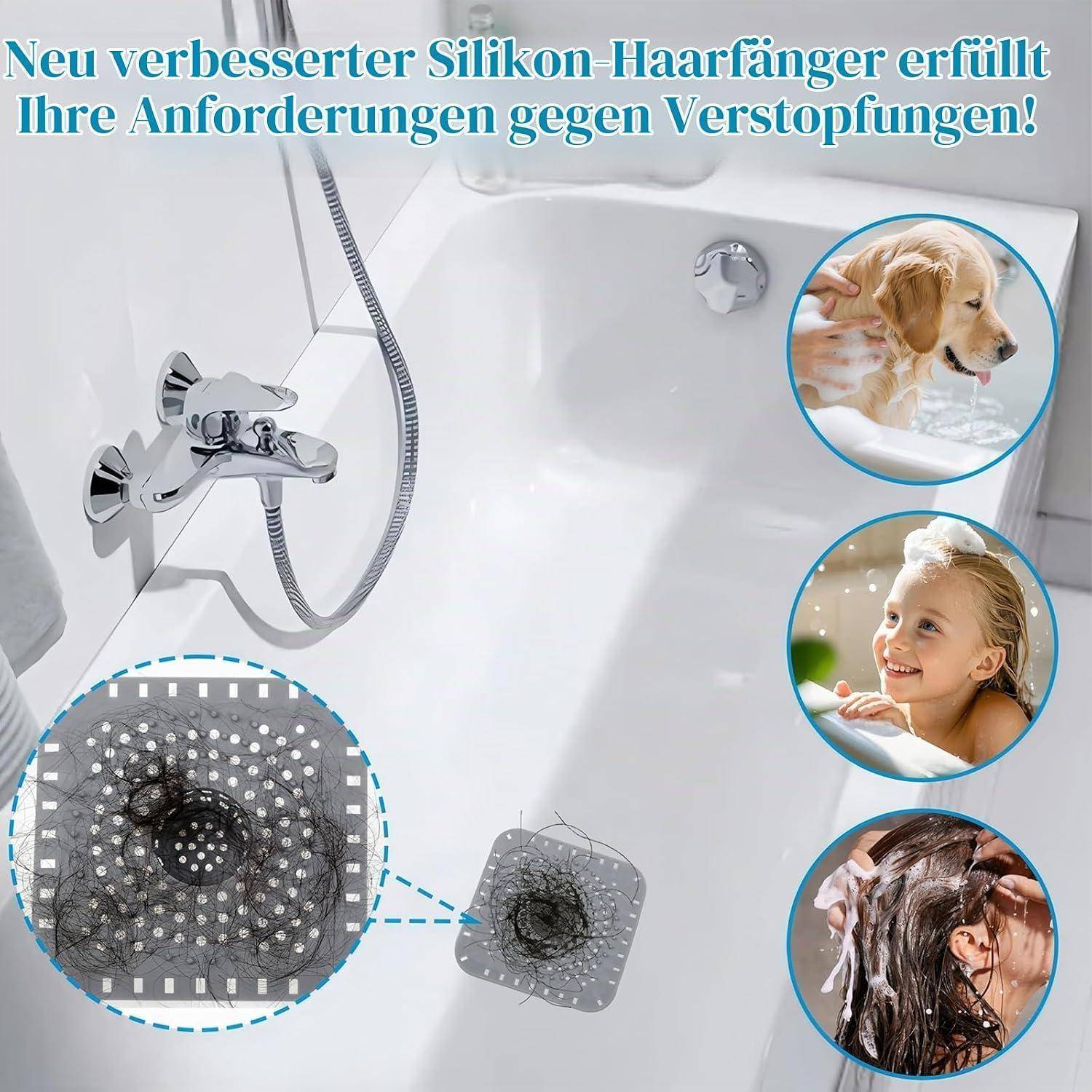 2 Stück Hair Catcher Shower, Haarsieb Dusche, Abflusssieb Silikon | Hält Haare Zurück, Leicht zu Reinigen, Rund Abflusssieb Dusche, Duschabfluss Ha