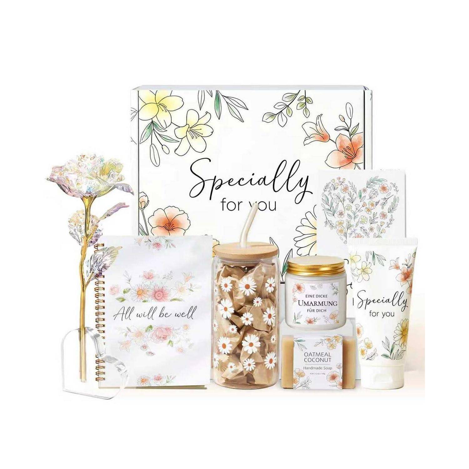 Geschenkset mit blumiger Verpackung „Speziell für dich