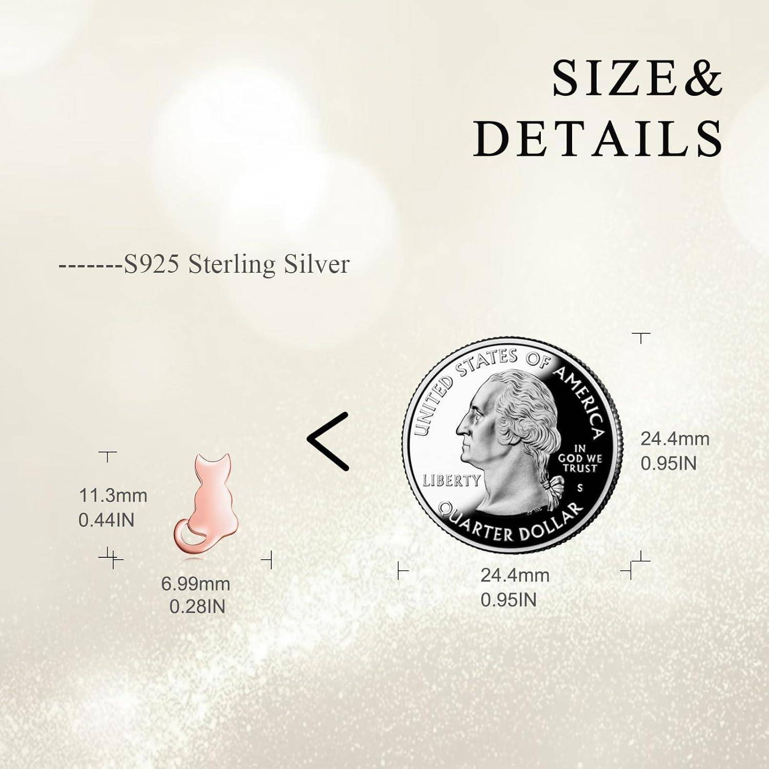 Katze Ohrstecker Sterling Silber Katzen Ohrringe Schmuck Ohrstecker für Damen Kleine Mädchen Rose Gold Katze