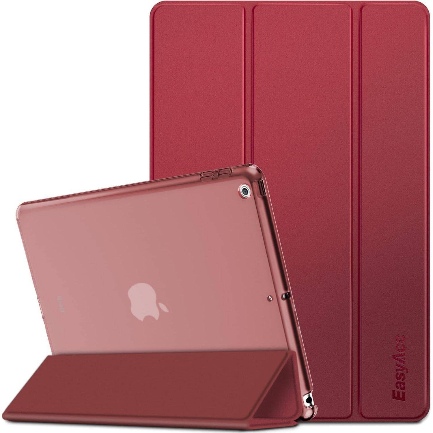 EasyAcc Hülle Kompatibel mit iPad 9.7 2018/ iPad 6 Generation/iPad 2017/ iPad 5 Generation, Ultra Dünn Transluzent Matt Rückseite Abdeckung, Burgun