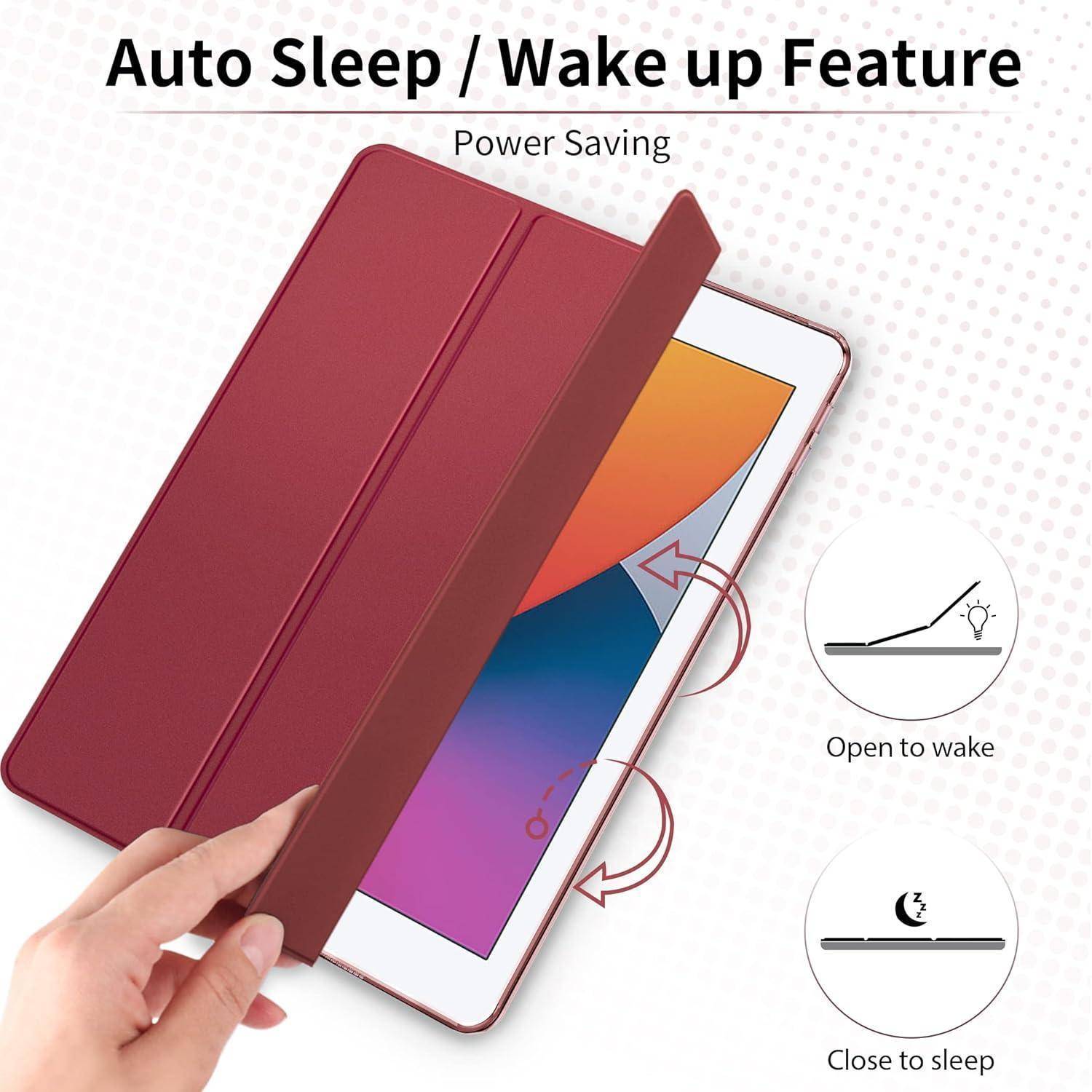 EasyAcc Hülle Kompatibel mit iPad 9.7 2018/ iPad 6 Generation/iPad 2017/ iPad 5 Generation, Ultra Dünn Transluzent Matt Rückseite Abdeckung, Burgun