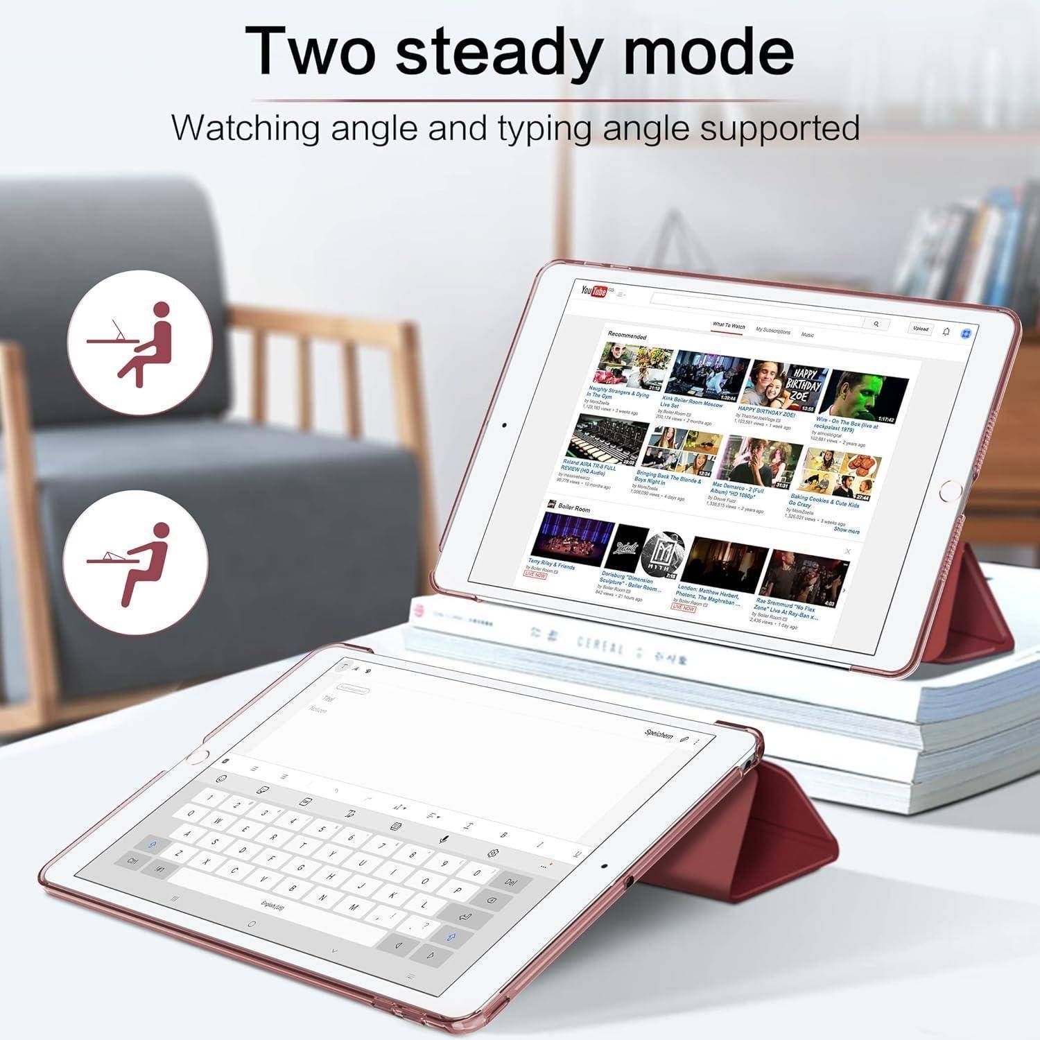 EasyAcc Hülle Kompatibel mit iPad 9.7 2018/ iPad 6 Generation/iPad 2017/ iPad 5 Generation, Ultra Dünn Transluzent Matt Rückseite Abdeckung, Burgun
