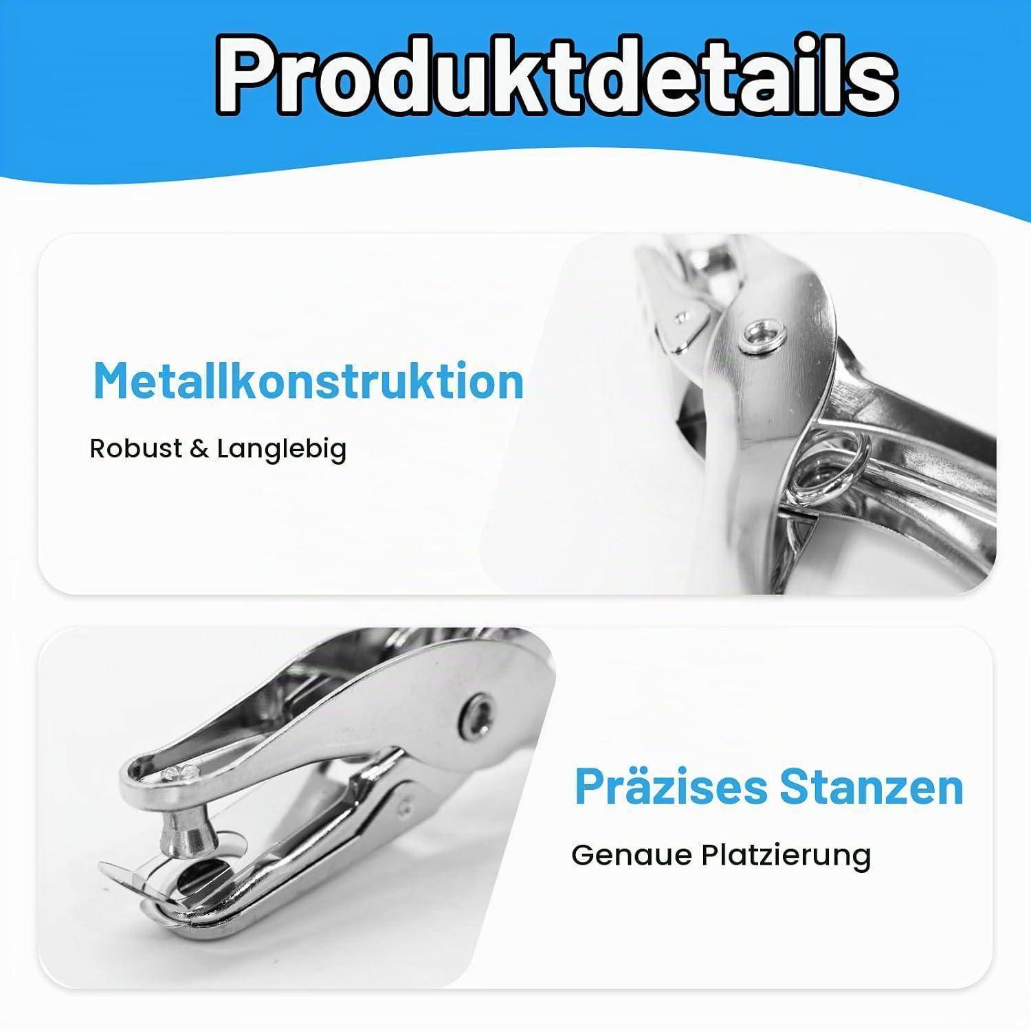 Metallkonstruktion, robust und langlebig, mit präzisem Stanzen für genaue Platzierung, mit Nahaufnahmen von Werkzeugbildern.