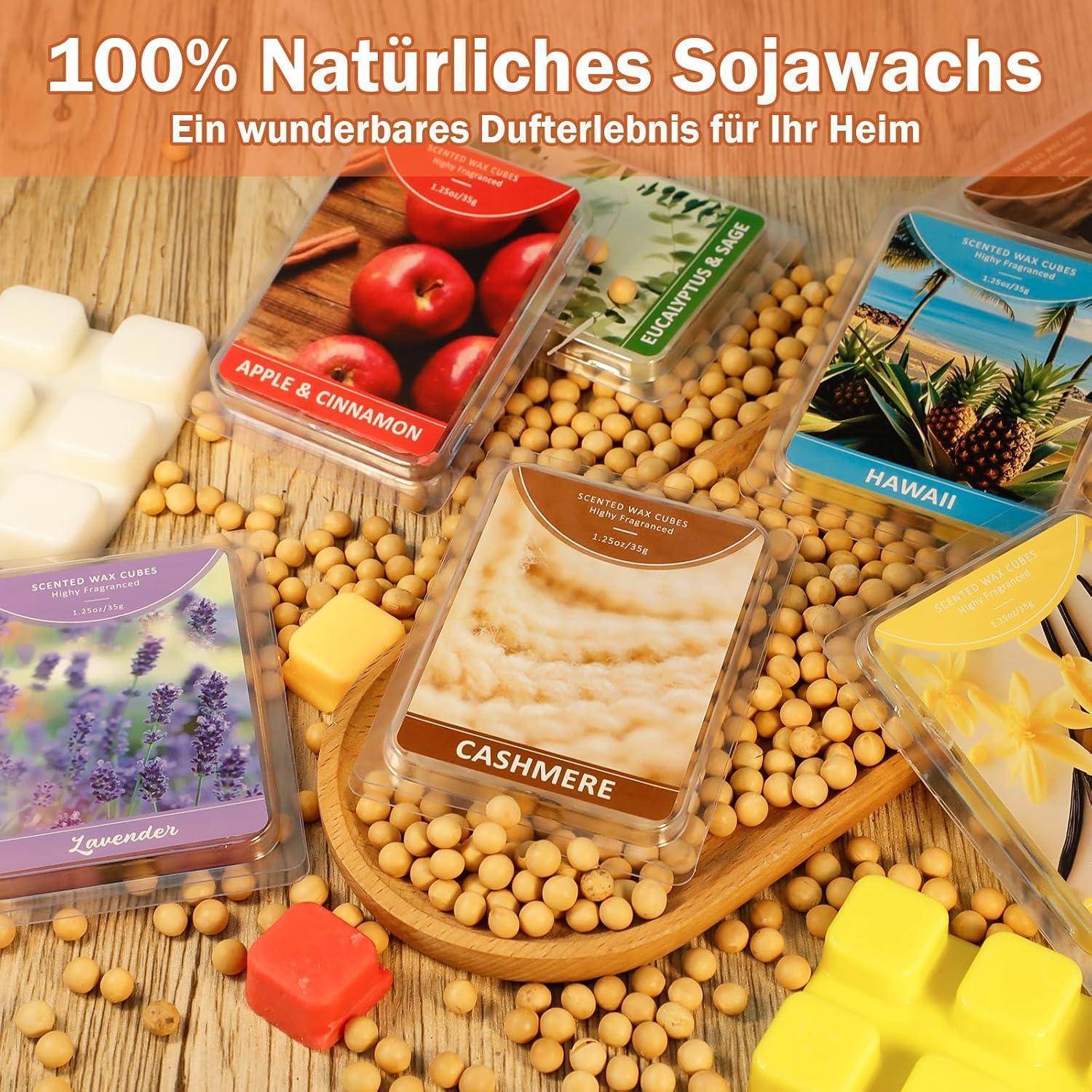 SCENTORINI Duftwachs für Duftlampe, 12 Düfte Sojawachs Wax Melt | Geschenk Duftwachswürfel, für Kerzen Wärmer, Baumwolle, Leinen, Zitrus, Apfel Z