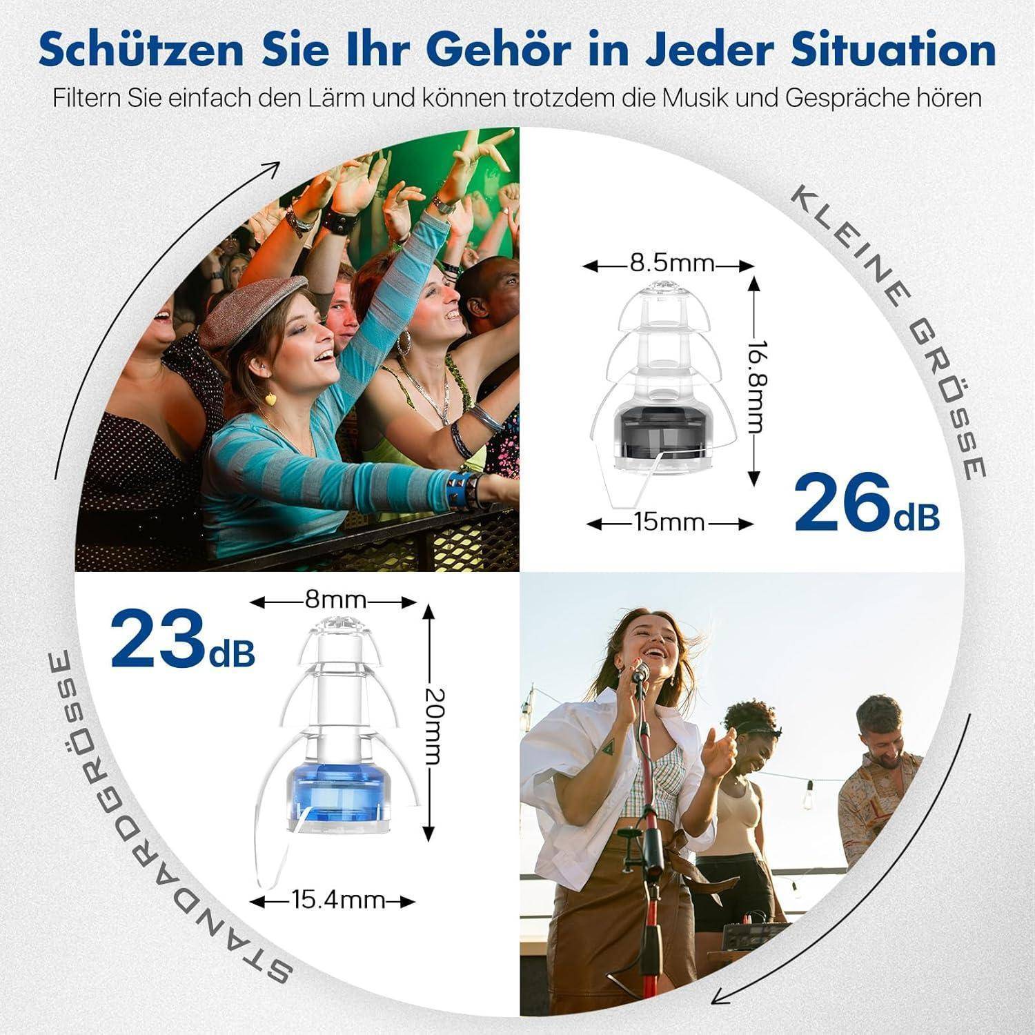 Hearprotek Ohrstöpsel Konzert, 2 Paar gehörschutz konzert Ohrenstöpsel-ohrenschutz lärmschutz geräuschunterdrückende ohrstöpsel für festival f