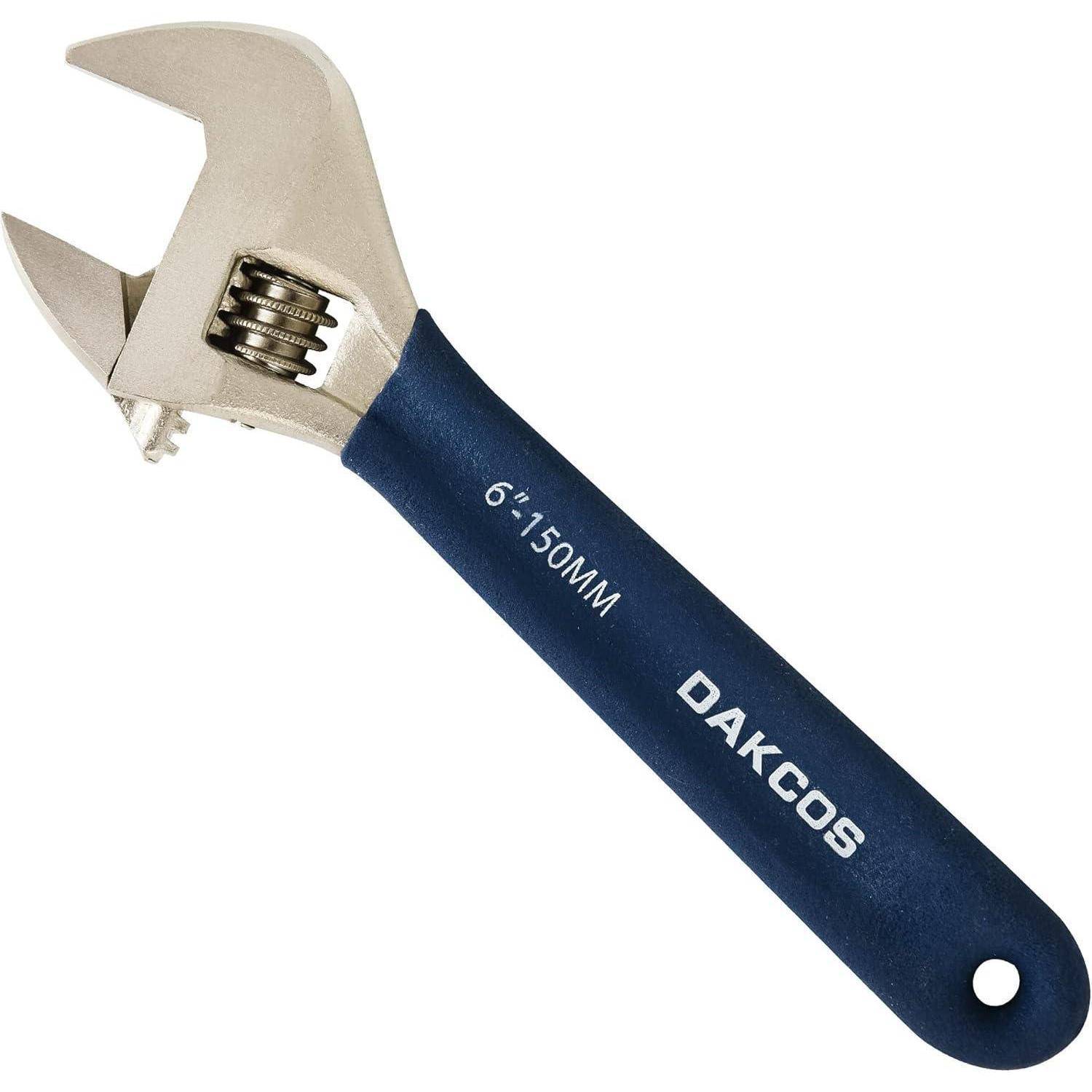 DAKCOS Rollgabelschlüssel verstellbarer Schraubenschlüssel Adjustable Wrench Einmaulschlüssel mit Gummigriff – Länge: 6"/150 mm (max. 20mm Maulw