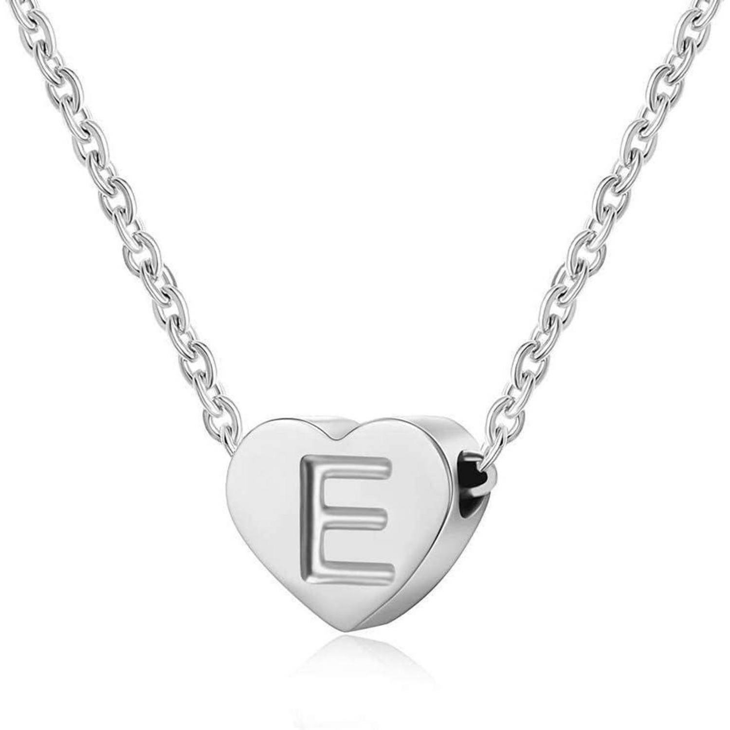 AFSTALR Silber Damen Halskette mit Klein Buchstabenherz Anhänger Initialschmuck für Frauen Mädchen Geburtstagsgeschenk