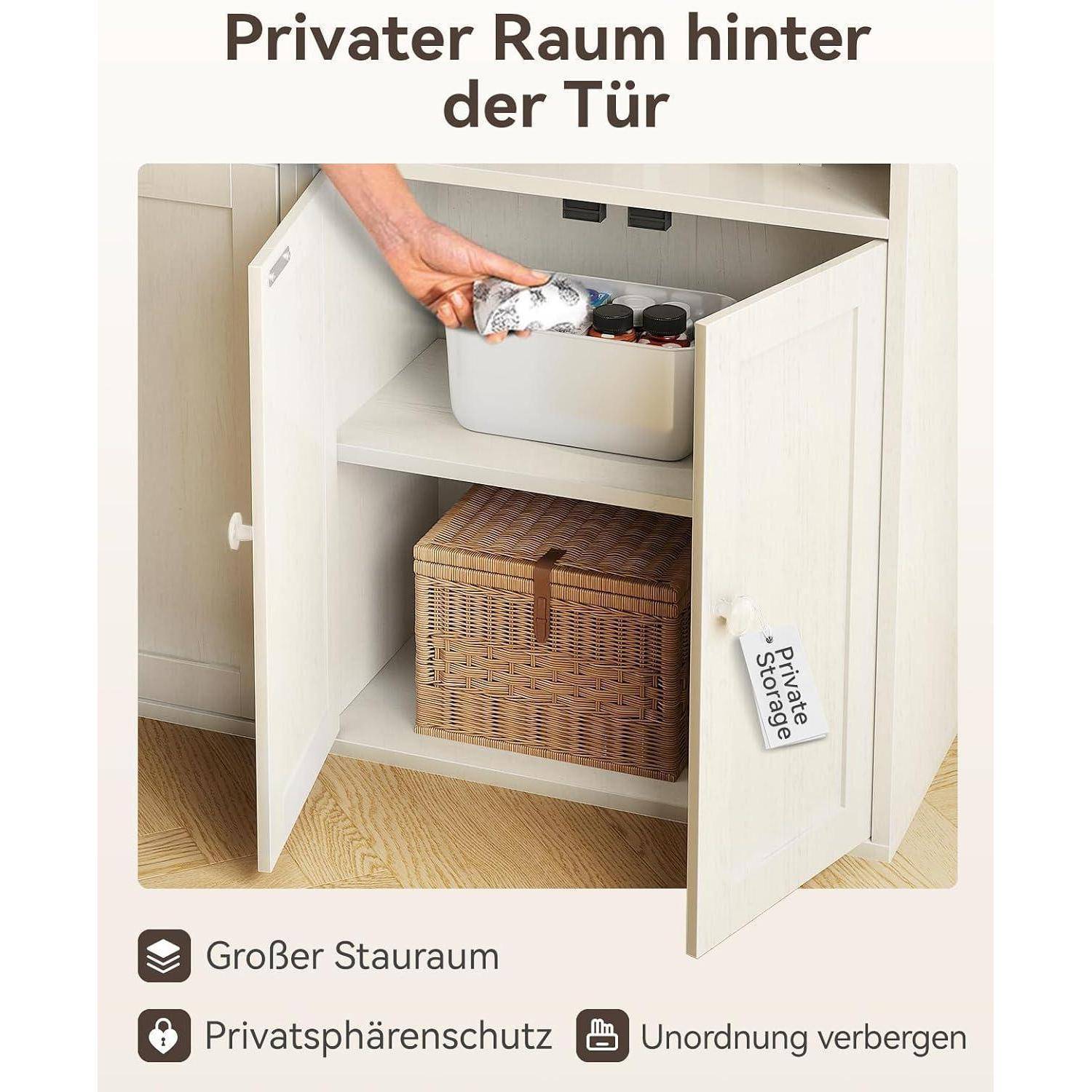Coleshome Bücherregal mit Türen Regal mit 6 Ebenen, Bücherschrank 48 x 24 x 176.4 cm Schrank, Standregal zur Aufbewahrung und Präsentation für Wo
