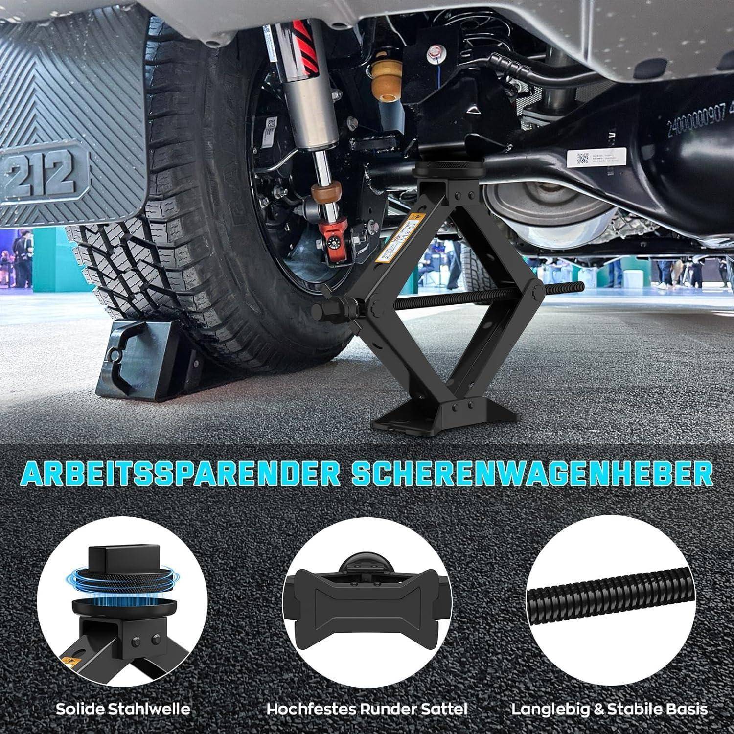 IMAYCC Spezial-Scherenwagenheber 2.5T für Mercedes-Benz, Car Jack mit 2Pcs Wagenheber Gummiauflage Schützt PKW, Wagenheber Auto mit Radmutternschlü