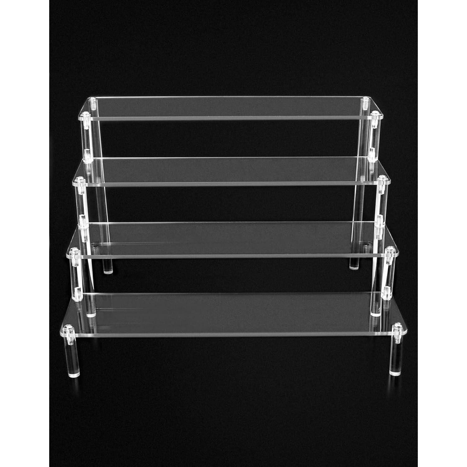 QWORK® 2 Stück 4-Stufig Acryl Display Ständer aus 4 mm Starker Acrylplatte - 30x25x20cm - Transparente Acryl Display Riser Regal für Figuren, Schm