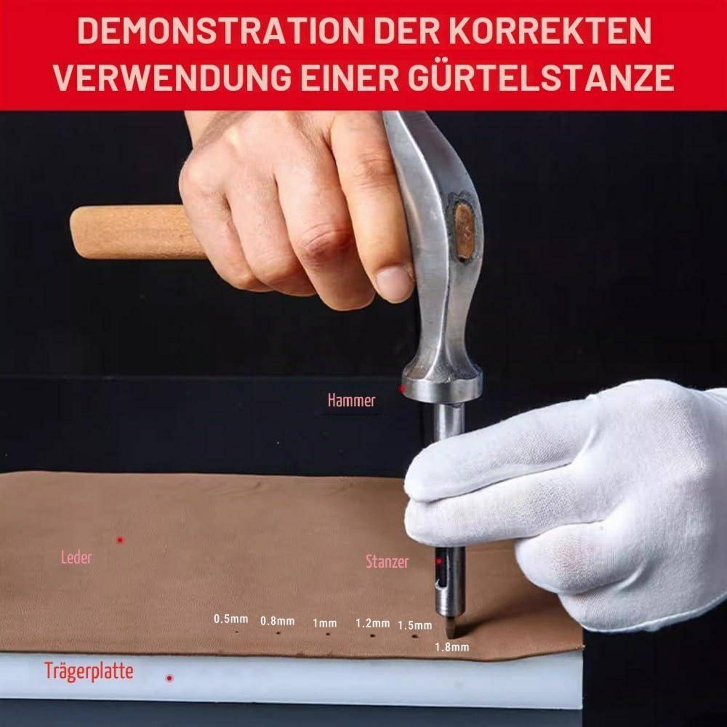 3 Stück Locheisen Set, 1mm Leder Stanzwerkzeug, Lochstanzer aus Legierter Stahl für Leder Uhrenarmband Stoff Leinwand Kleidung Dichtung Gürtel Schu