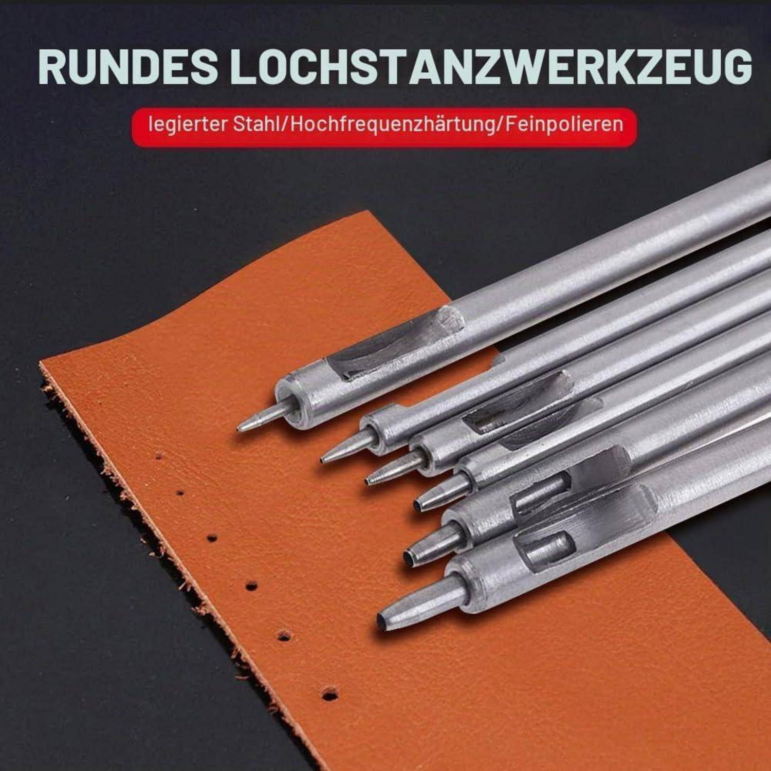 3 Stück Locheisen Set, 1mm Leder Stanzwerkzeug, Lochstanzer aus Legierter Stahl für Leder Uhrenarmband Stoff Leinwand Kleidung Dichtung Gürtel Schu