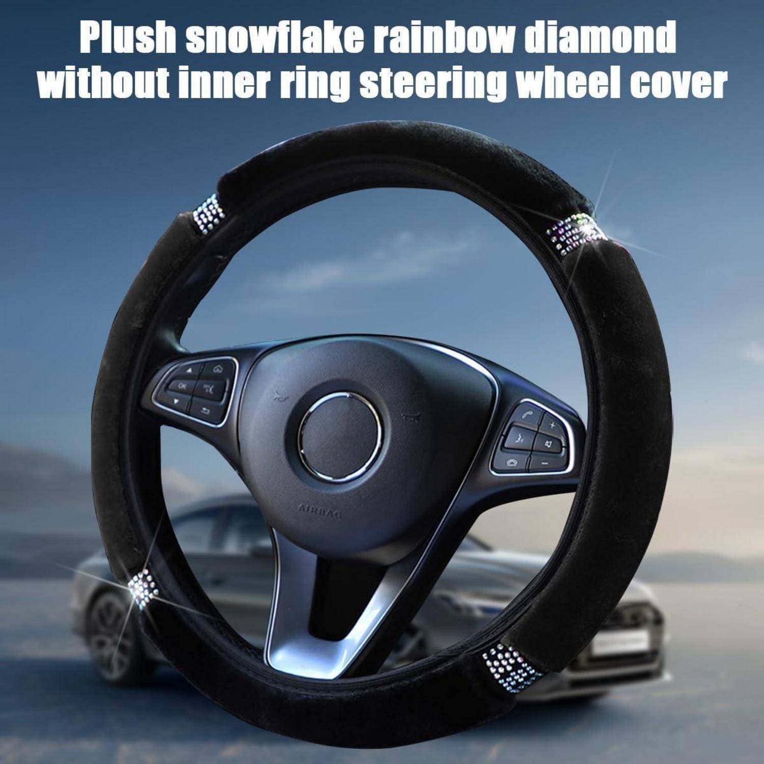 JNNJ Lenkradschoner Universell Elastisch, Flauschiges Lenkradbezug, Lenkradbezug Fell Lenkradhülle Winter Universal, Plüsch-Lenkradbezug Ohne Innenr