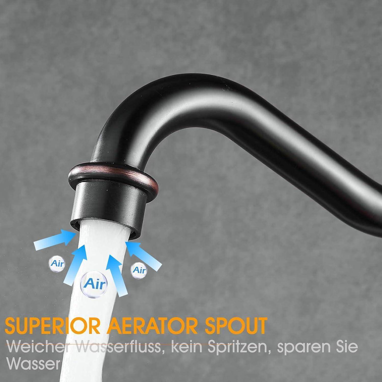 Traditionelle Küchenmischbatterie Öl eingerieben Bronze, Einhebel Schwenkbarer Auslauf Waschbecken Wasserhahn für Bad oder Küche, BL9250B