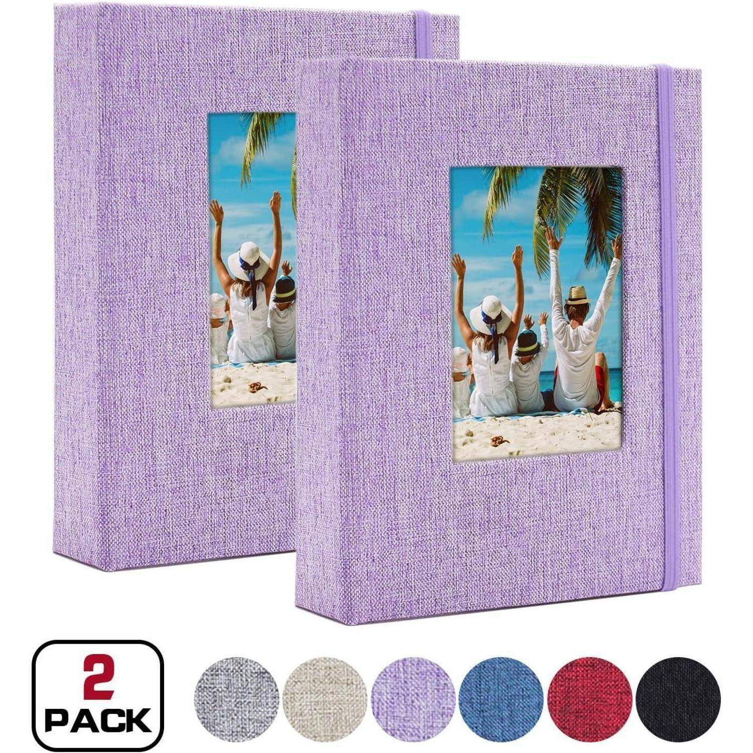 Vienrose Fotoalben Klein 10x15 Fotos 2 Pack Leinen Cover mit Frontfenster, Einsteckalbum 26 Seiten mit 52 Fotos, Aufbewahrung von Kunstwerken oder