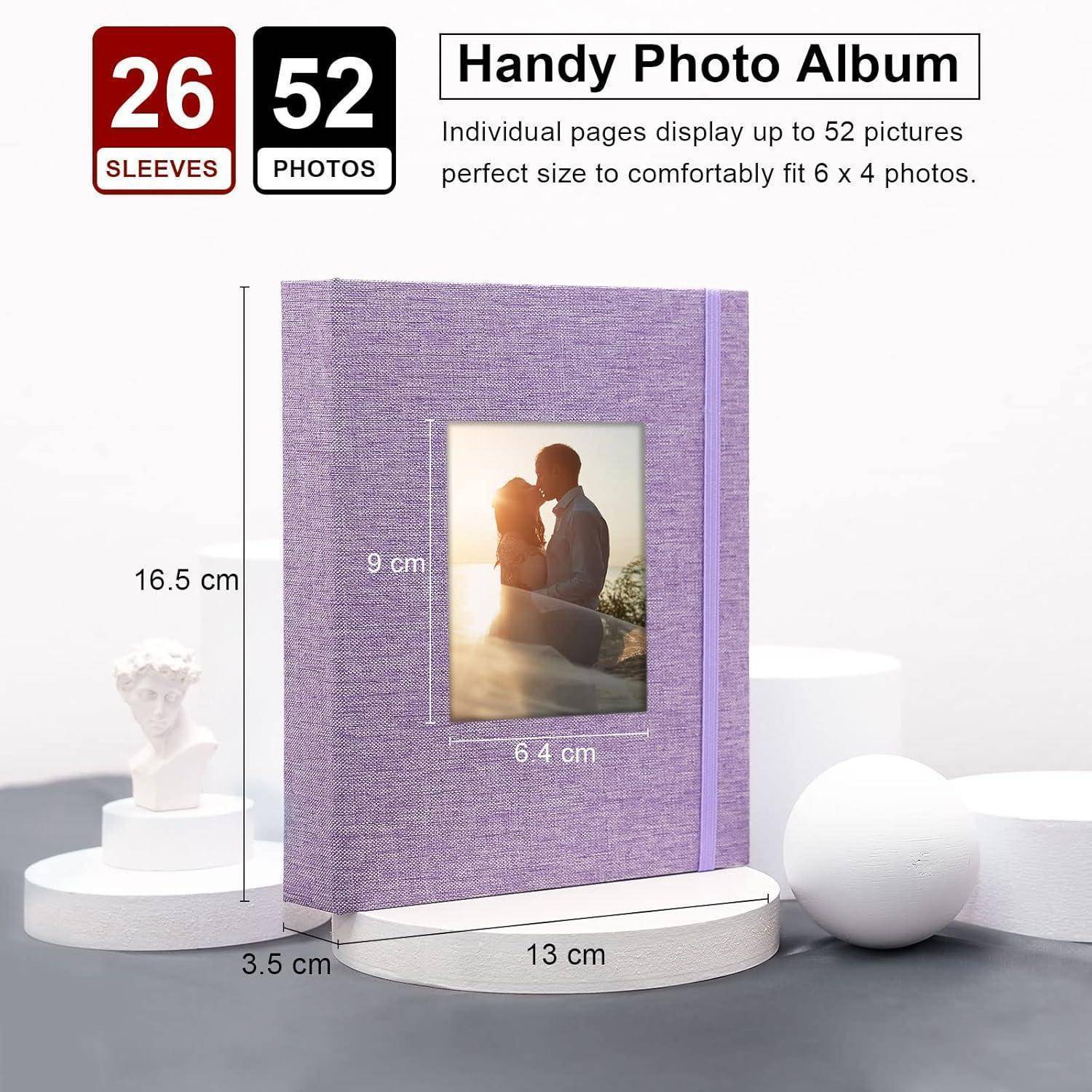 Vienrose Fotoalben Klein 10x15 Fotos 2 Pack Leinen Cover mit Frontfenster, Einsteckalbum 26 Seiten mit 52 Fotos, Aufbewahrung von Kunstwerken oder