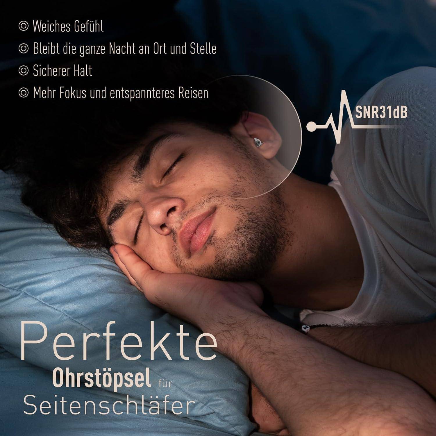 öhrstöpsel schlaf 2 Paar, Gehörschutz Ohrenstöpsel gegen Schnarchen, Ohr-Stöpsel lärmreduzierung Noise Cancelling Silikon Sleep Ear Plugs für S