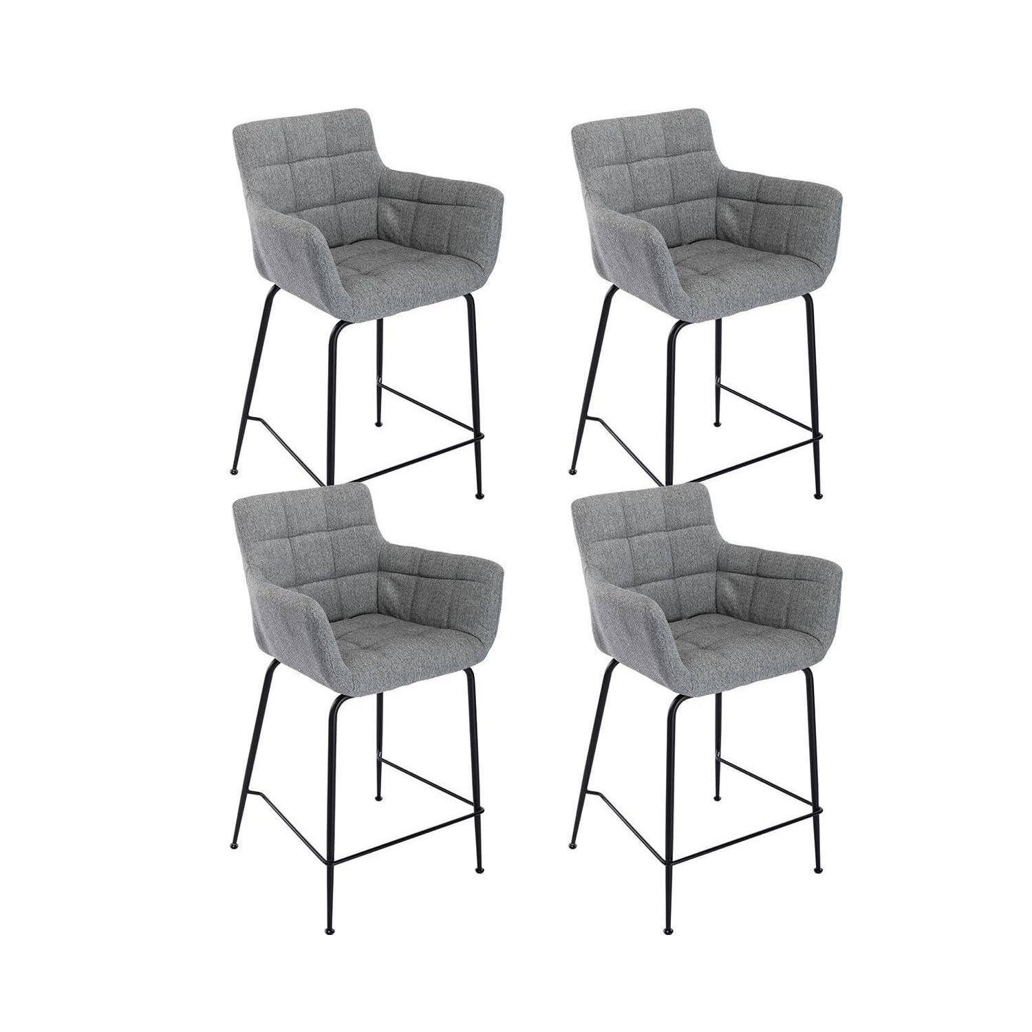 Barhocker 4er Set, Moderne Barstuhl mit Metallfüßen Dickem Sitzpolster aus Frottee, Bar Stool mit Gebogene Rückenlehne für Theke Küche Bistro Caf