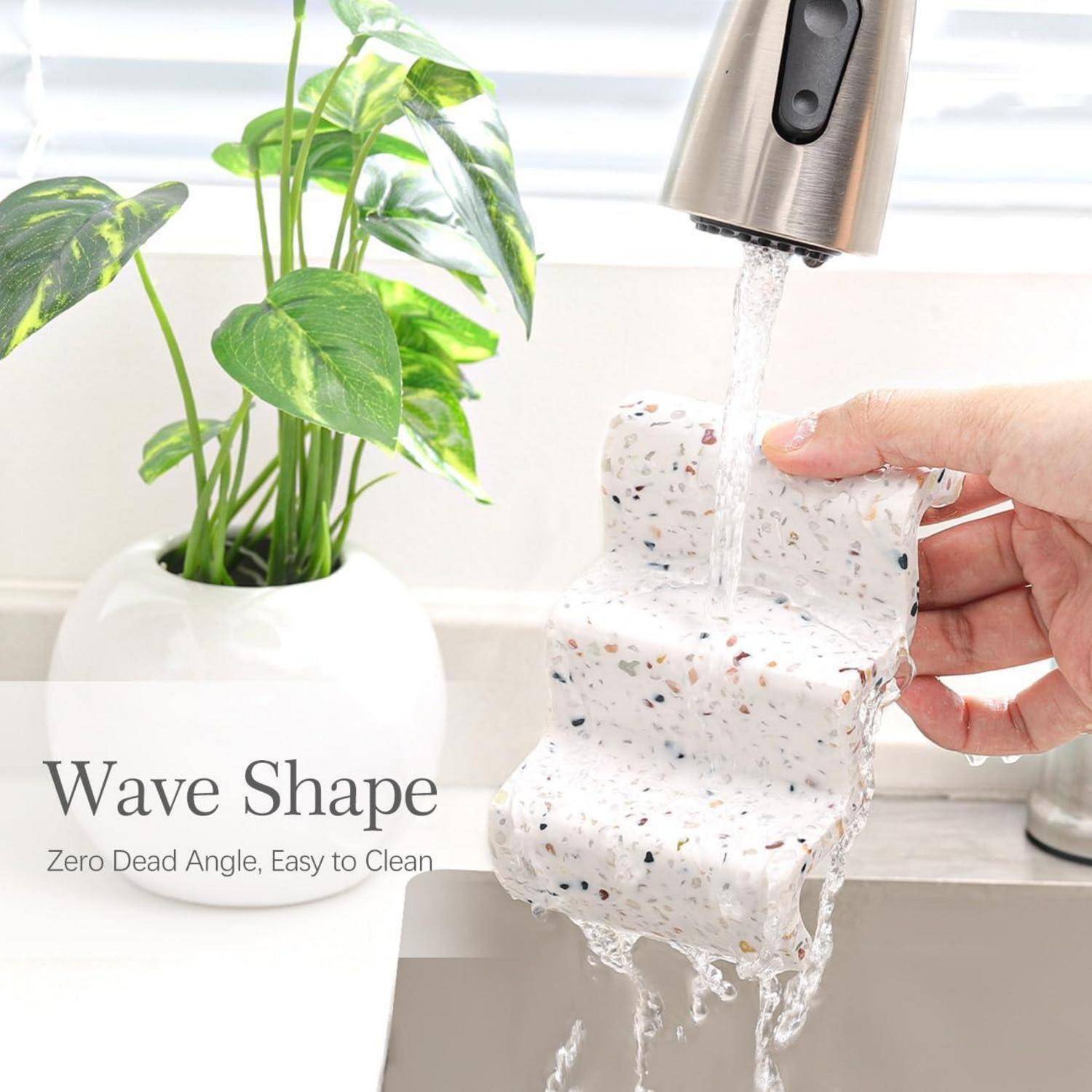 Luxspire Seifenschale Wellenform, Seifenhalter Schnell Trockend Seifenbox Seifenablage für Badezimmer Dusche Küche, Badezimmer Seifenhalter Harz, Se