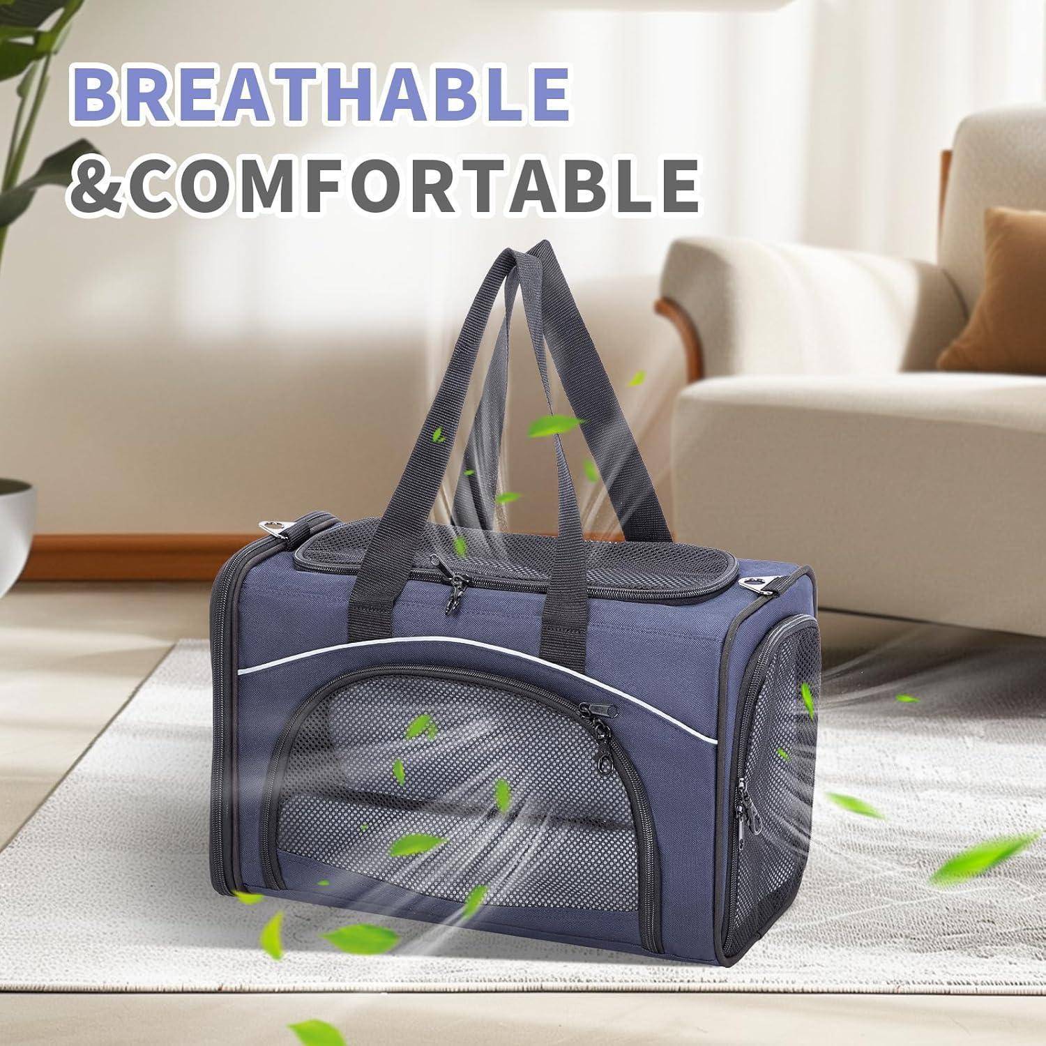 Petsfit Transporttasche Katze &amp; Hundetasche Flugzeug | Flugtasche für Hunde &amp; Transportbox Katze | Flugtaugliche Haustiertasche | Sicherer Transport