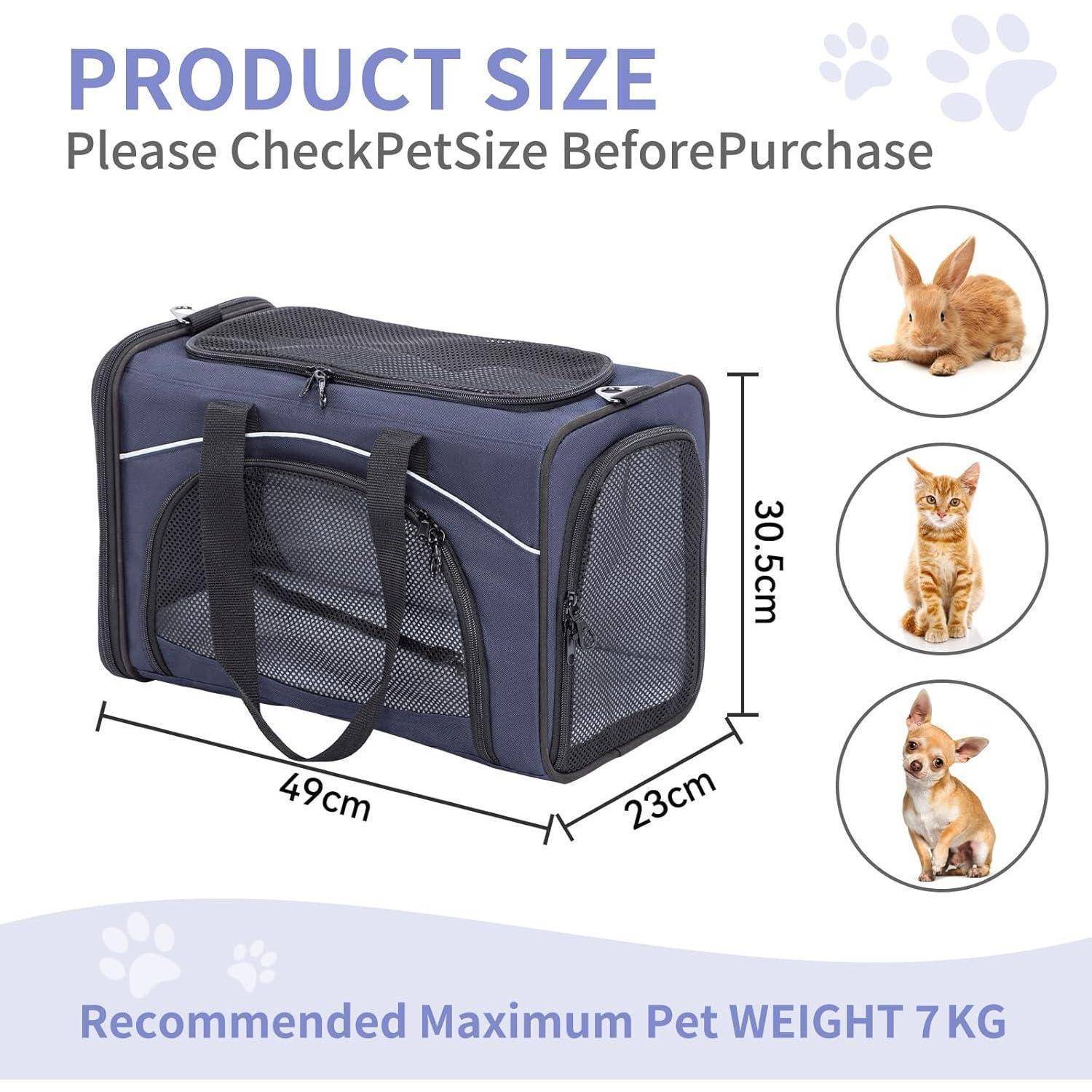Petsfit Transporttasche Katze &amp; Hundetasche Flugzeug | Flugtasche für Hunde &amp; Transportbox Katze | Flugtaugliche Haustiertasche | Sicherer Transport