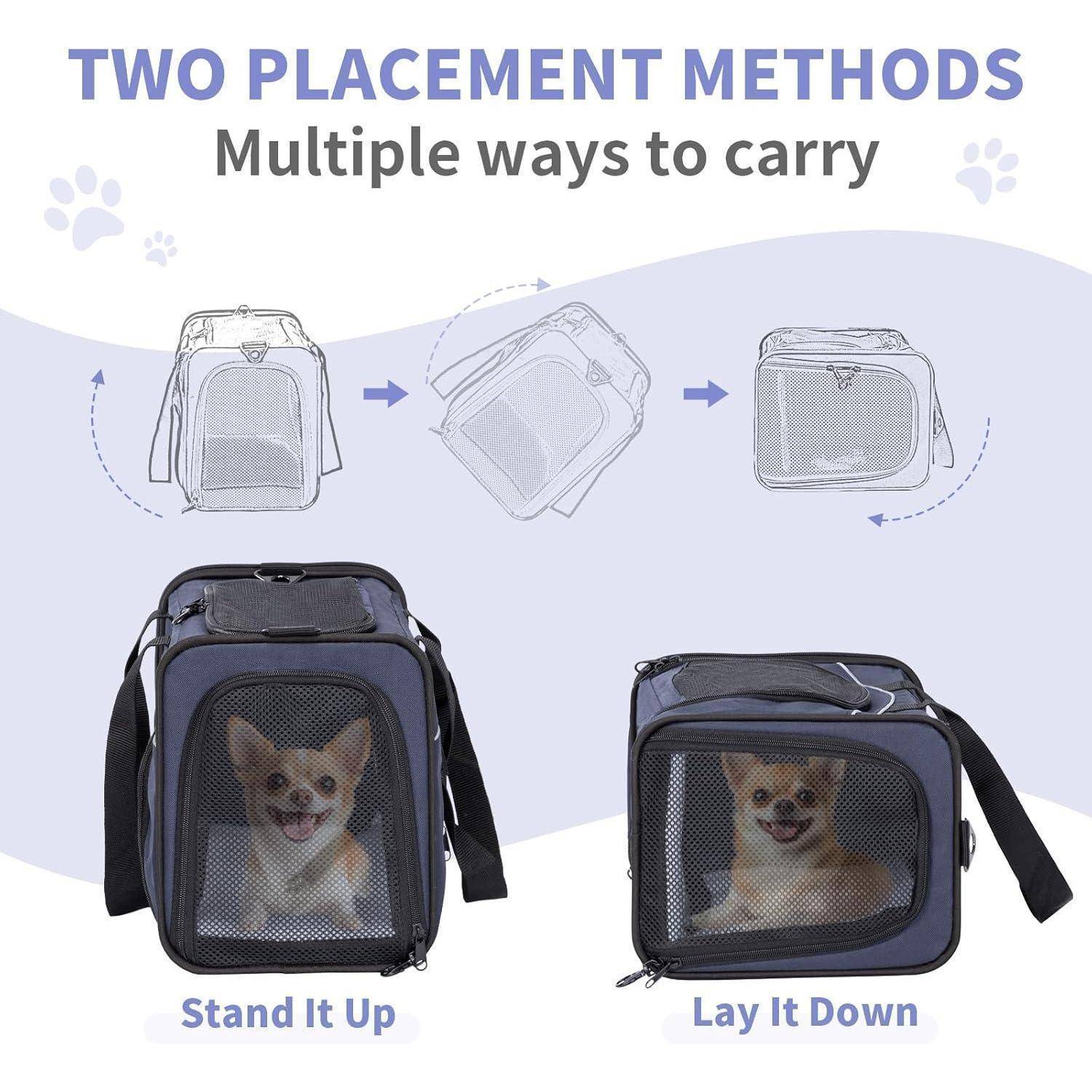 Petsfit Transporttasche Katze &amp; Hundetasche Flugzeug | Flugtasche für Hunde &amp; Transportbox Katze | Flugtaugliche Haustiertasche | Sicherer Transport