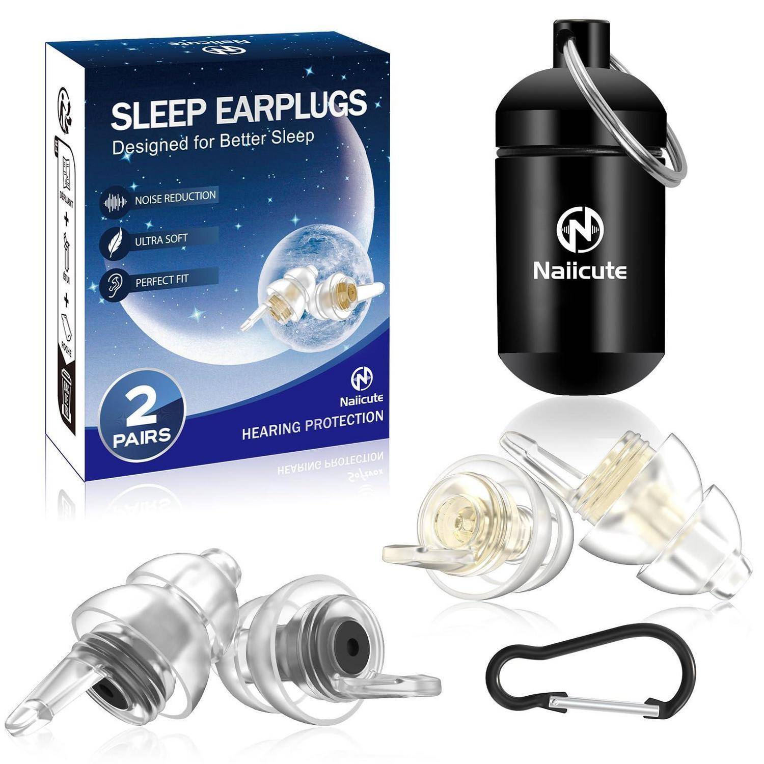 Ohrstöpsel zum Schlafen 2Paar, Gehörschutz Ohrenstöpsel gegen Schnarchen Noise Cancelling Silikon In-Ohr-Stöpsel für Schlaf Konzentration Entspan