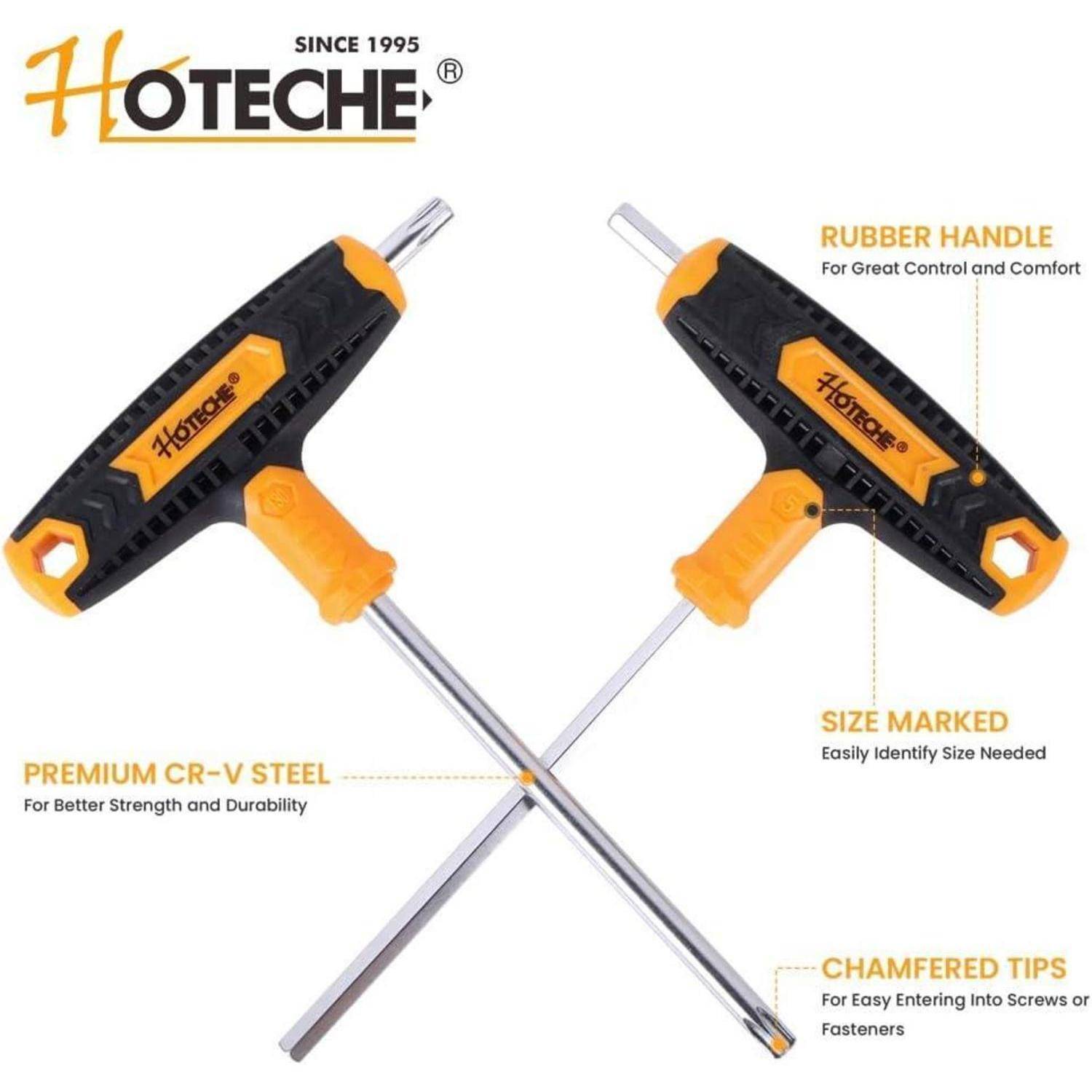 Hoteche 14-teiliges Sechskantschlüsselset (Metric&amp;Torx) T-Griff CRV schlüssel Set Multi-size langes Sechskantschlüsselset mit wandmontierter Aufbew