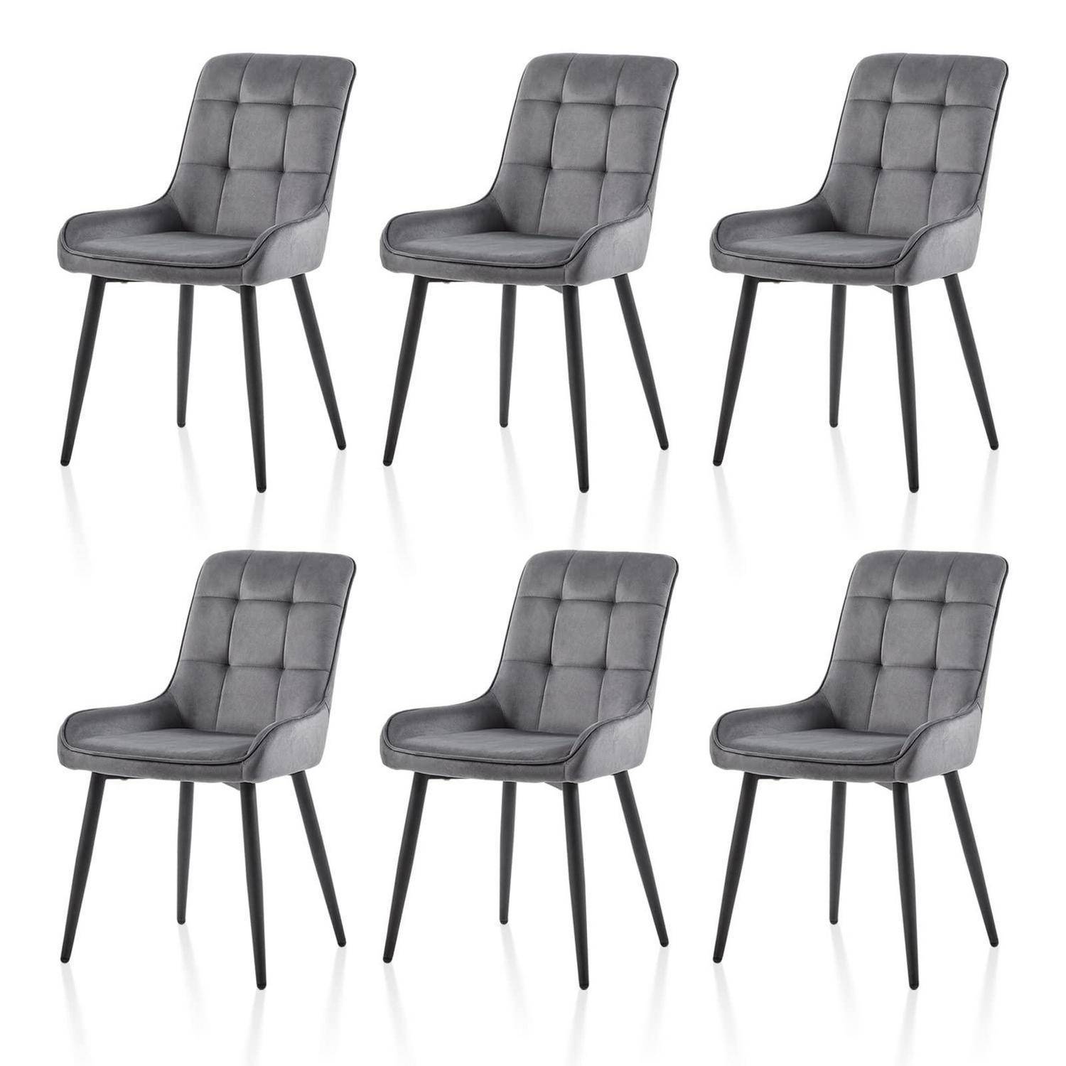 TUKAILAI Esszimmerstühle 6er Set aus Samt, Küchenstuhl Gepolstertem Sitz, Polsterstuhl mit Rückenlehne und Metallbeine, Wohnzimmerstuhl Freizeitstu