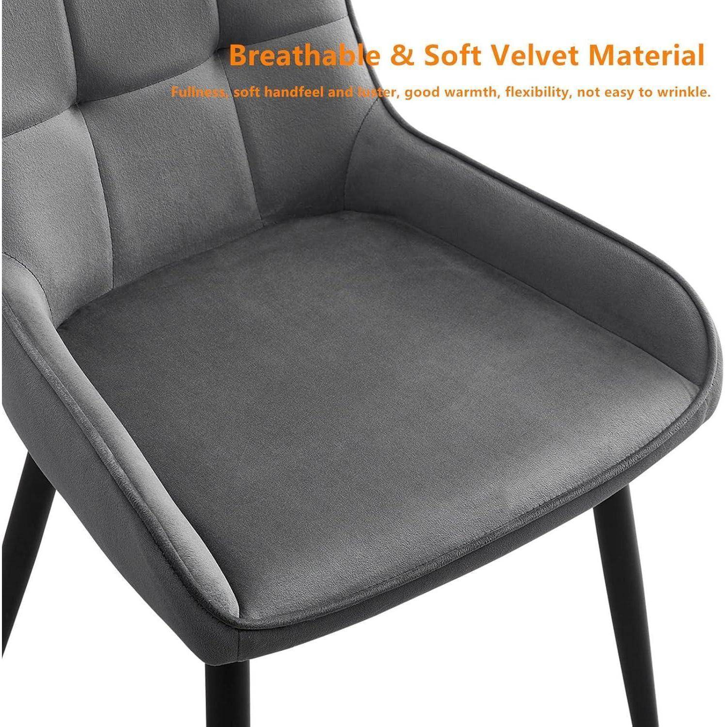 TUKAILAI Esszimmerstühle 6er Set aus Samt, Küchenstuhl Gepolstertem Sitz, Polsterstuhl mit Rückenlehne und Metallbeine, Wohnzimmerstuhl Freizeitstu