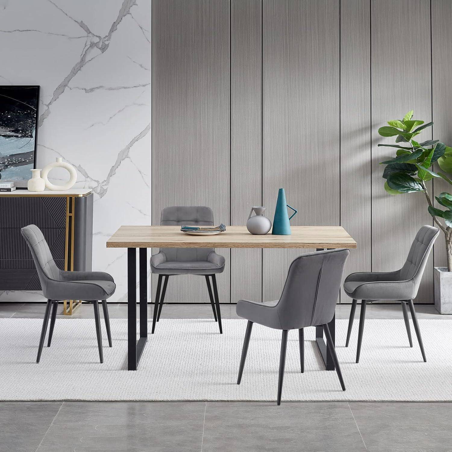 TUKAILAI Esszimmerstühle 6er Set aus Samt, Küchenstuhl Gepolstertem Sitz, Polsterstuhl mit Rückenlehne und Metallbeine, Wohnzimmerstuhl Freizeitstu