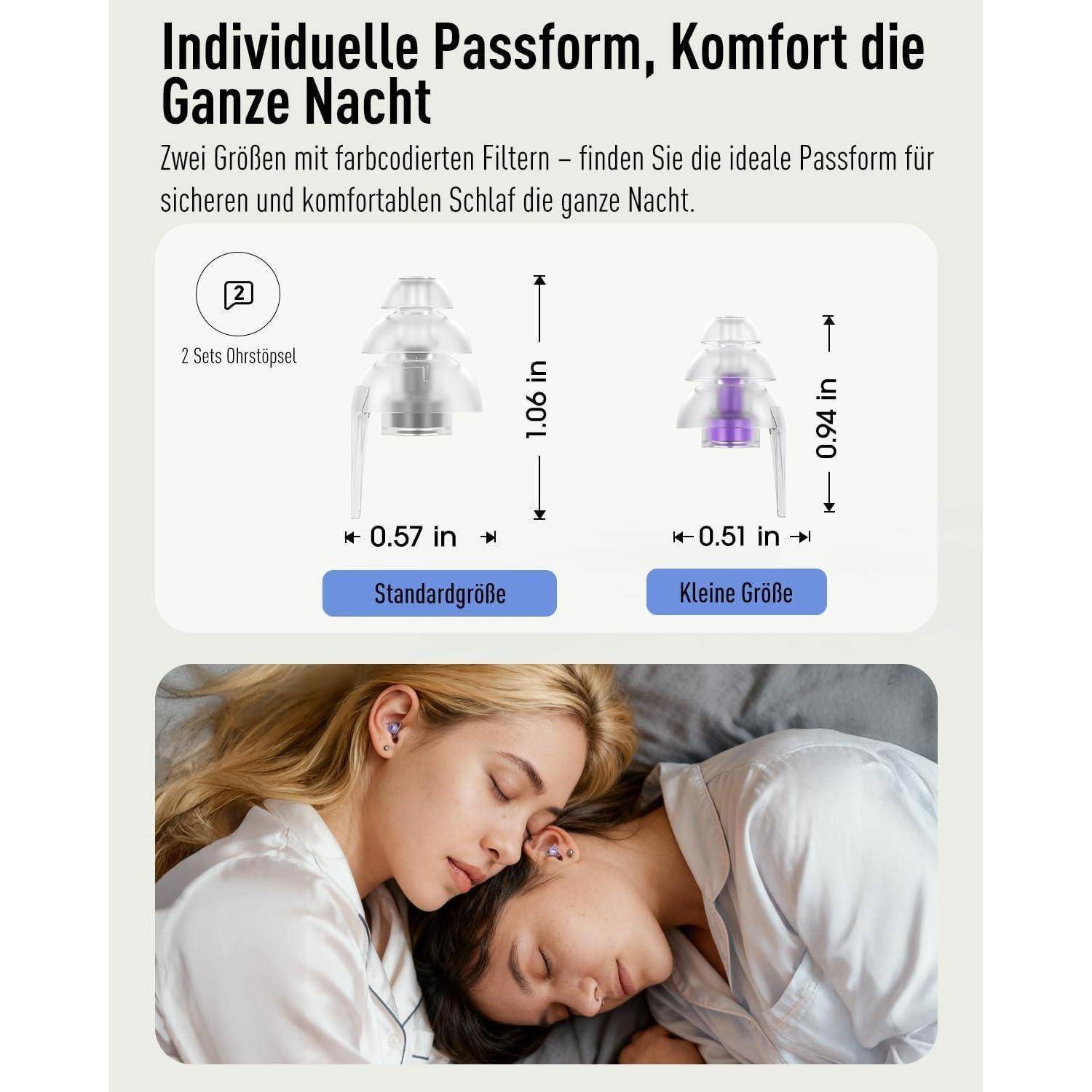 Hearprotek Ohrstöpsel zum schlafen,2Paar 36dB Gehörschutz ohrenstöpsel für nacht gegen schnarchen-noise cancelling ohrstöpsel silikon ohrenschutz