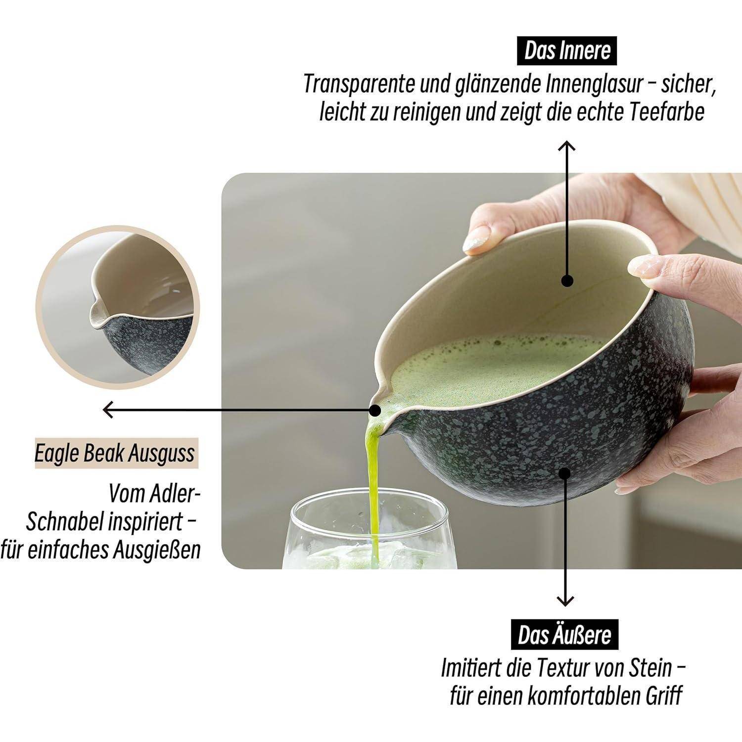 TEANAGOO Matcha Set | Matcha Tee Set | Matcha Schale |matcha zubehör set|Matcha Schüssel mit Ausgießer Bambus Matcha Whisk-7 Stück MatchaTea Sets