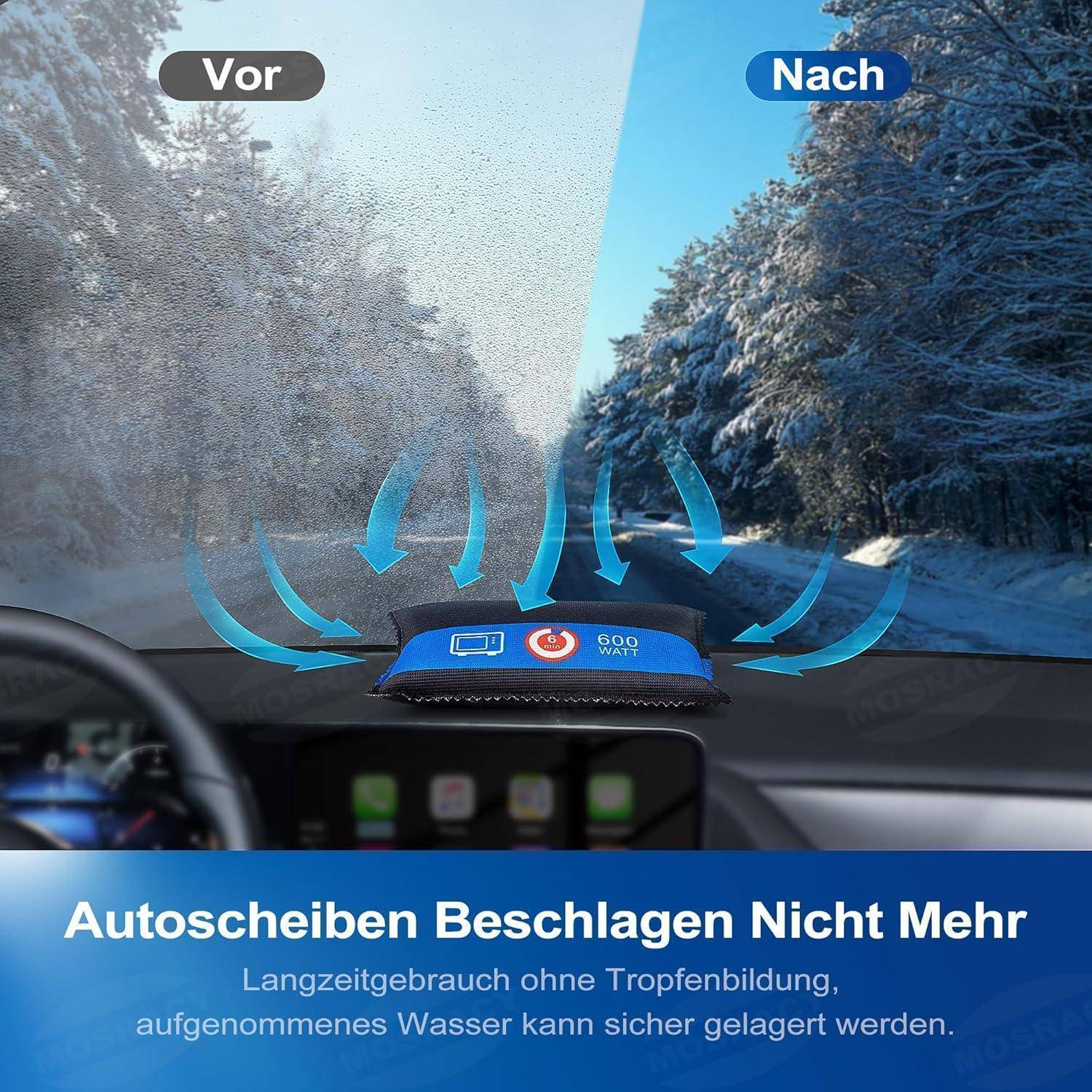 Luftentfeuchter Auto 2x400g Wiederverwendbar - Entfeuchter Auto gegen Kondenswasser, Feuchtigkeit & Beschlagene Scheiben | Feuchtigkeitskissen für
