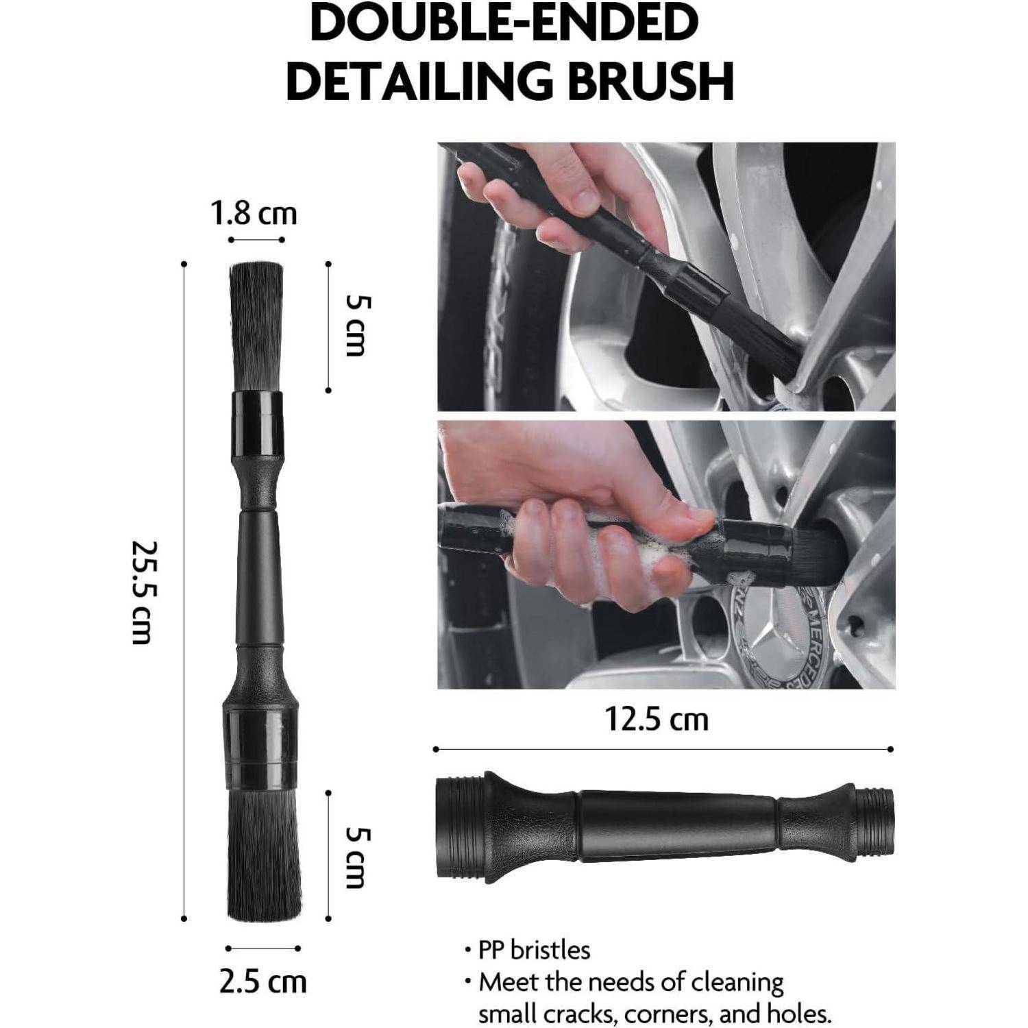 Fantasticlean 7 PCS Auto Reinigungsset, Mikrofaser Felgenbürste, Felgen- und Reifenbürste, Doppelendige Detailing Pinsel, Polierschwämme für Autow