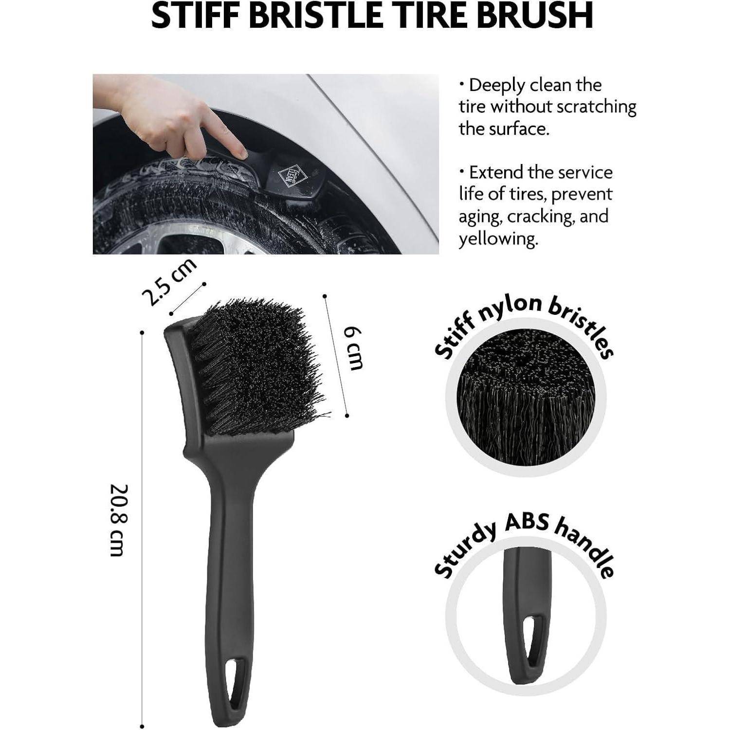 Fantasticlean 7 PCS Auto Reinigungsset, Mikrofaser Felgenbürste, Felgen- und Reifenbürste, Doppelendige Detailing Pinsel, Polierschwämme für Autow