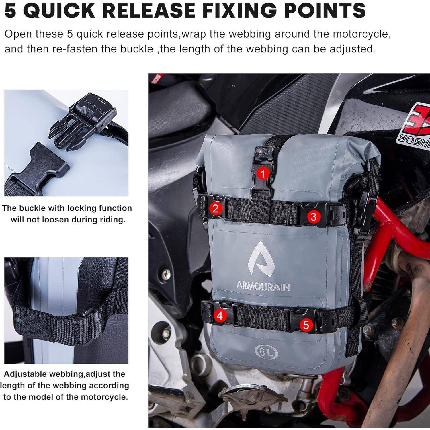 Motorrad Stoßstangen Seitentasche Tasche Wasserdicht 6L/8L/15L Motor Sturzbügel Seitentaschen mit Schultergurt Motorräder Seitenrahmen Seitenkoffer