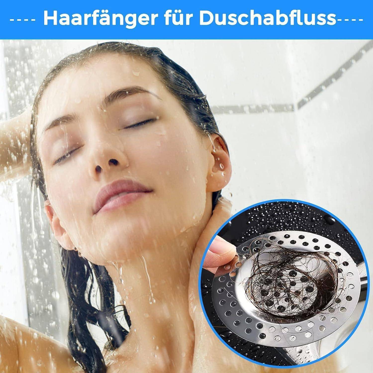 Realure 4er Satz Abflusssieb Küchenspüle mit Duschabfluss Haarfänger | 2 Größen Abflusssieb Dusche, 90 Löcher Waschbecken Sieb für Küche, Bade