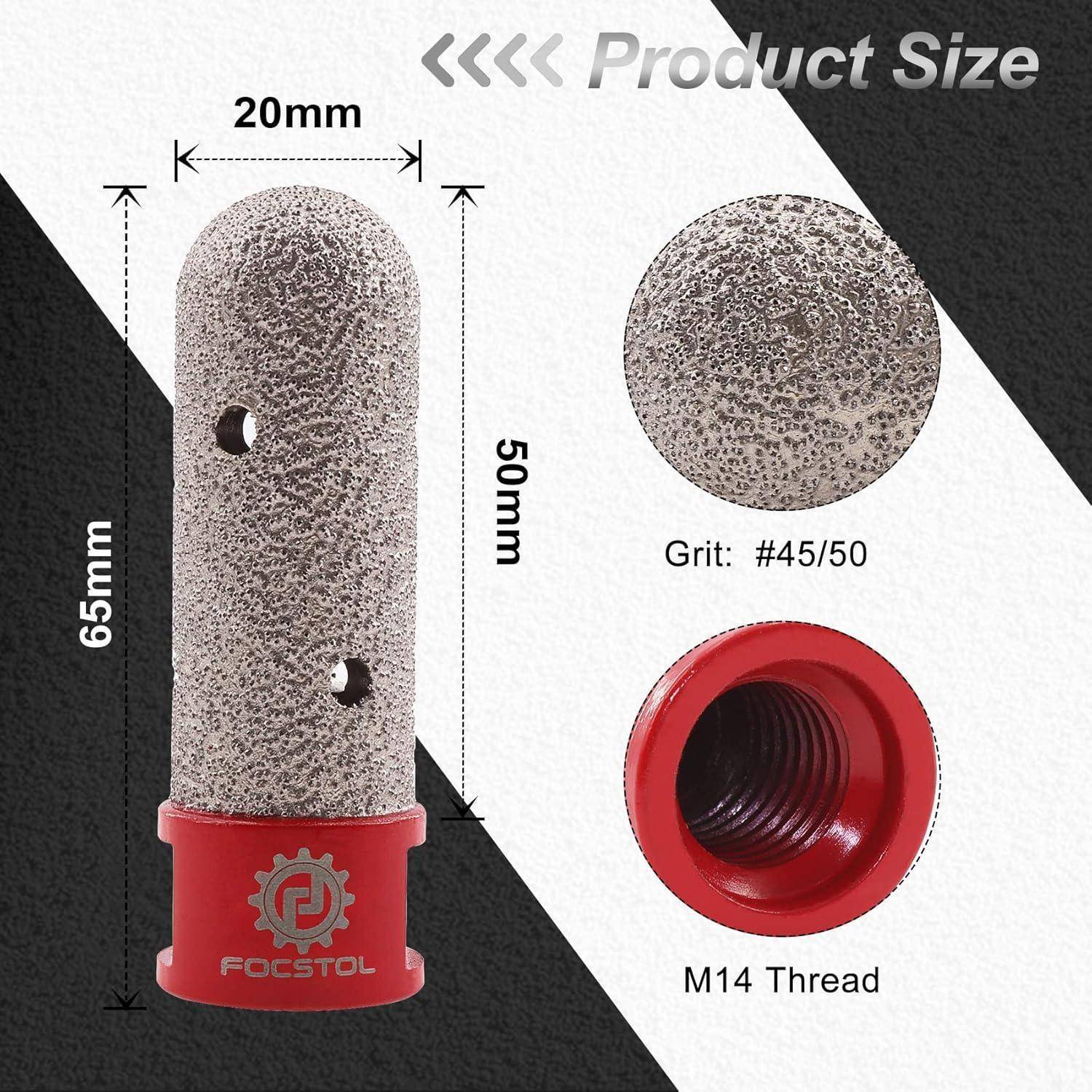 FOCSTOL Diamant Fingerfräser - 20mm Diamant Fingerbohrer zum Vergrößern Schleifen und Formen Vorhandener Löcher in Fliesen Porzellan Keramik Marmo