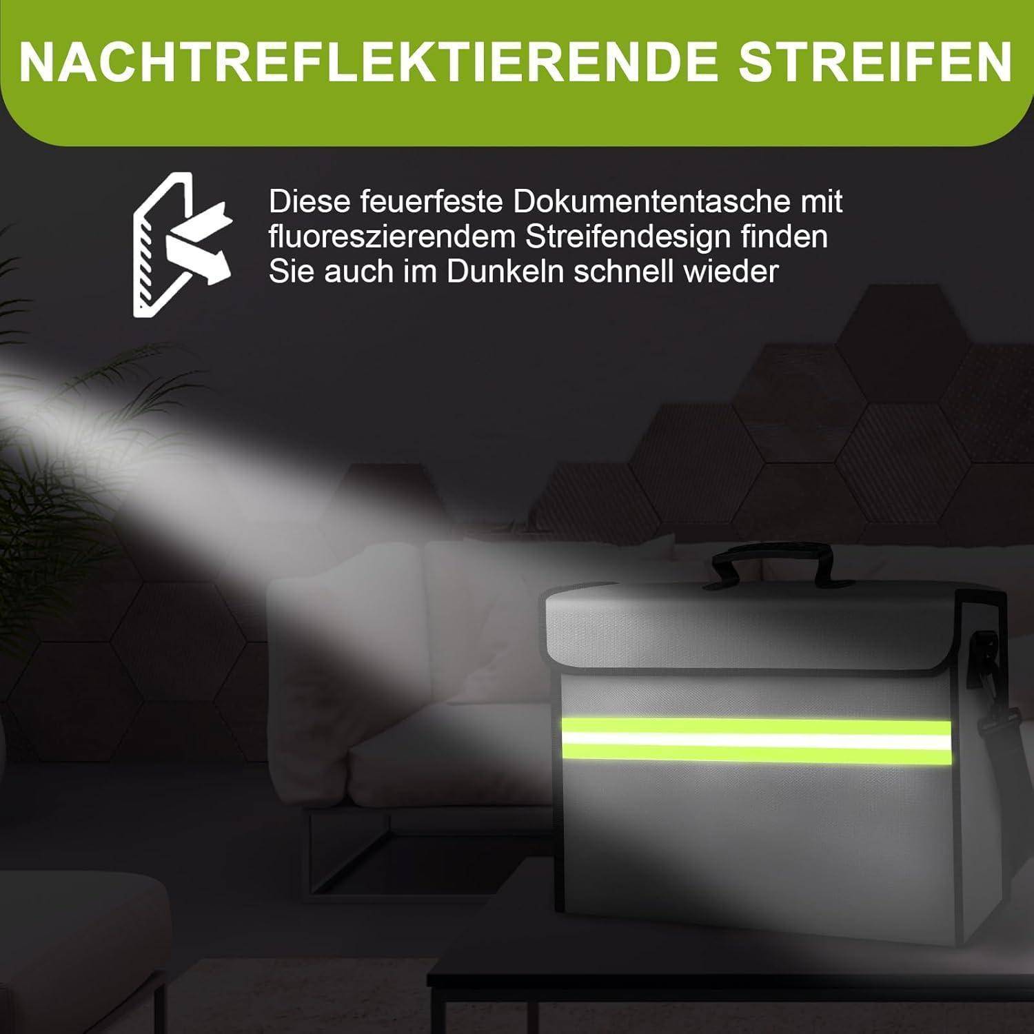 Feuerfeste Geldbeutel mit Schloss,Feuerfeste Box mit 6500°F,10Schichten Isoliermaterial,Wasserdichter Reißverschluss,Herausnehmbare Ordnerschichten/