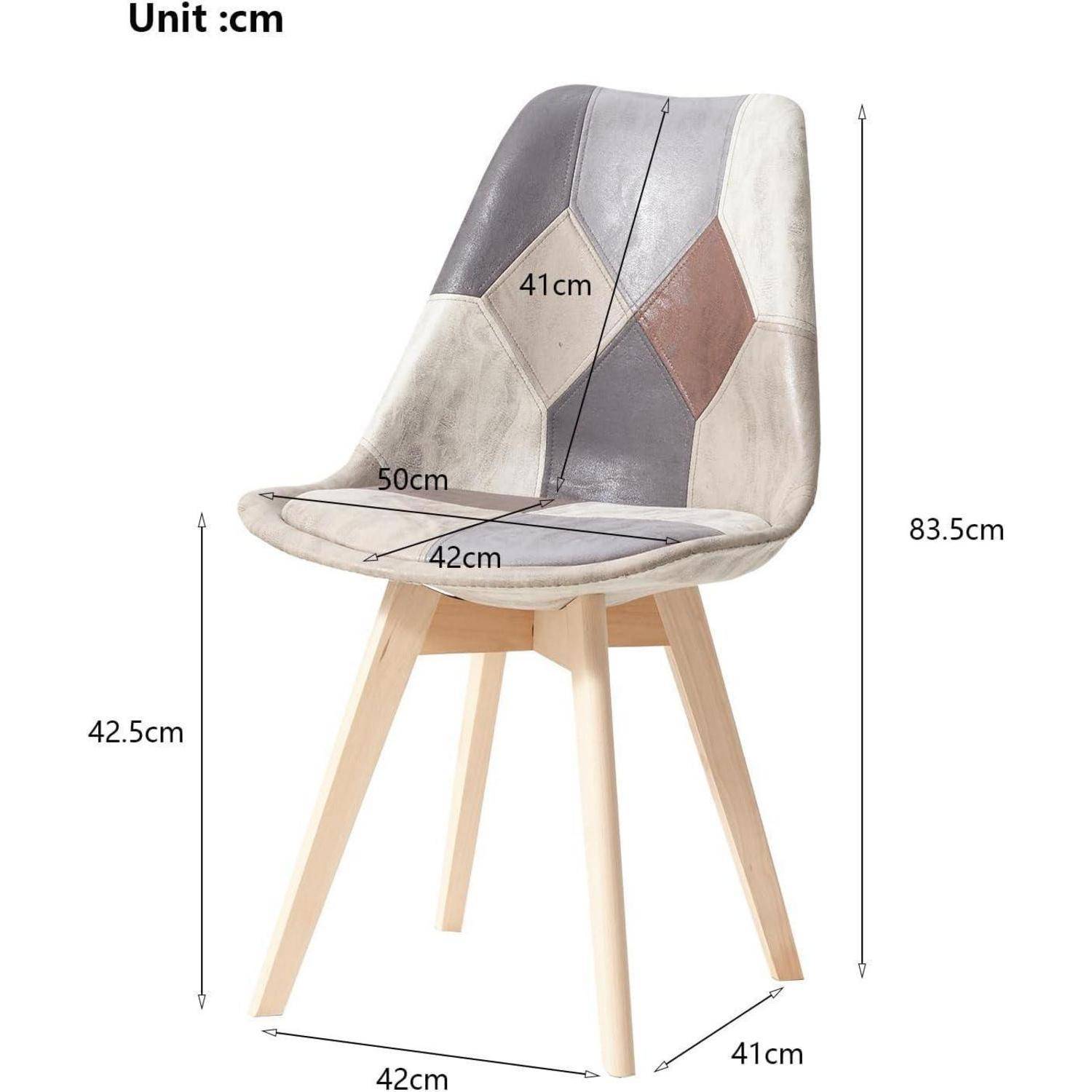 Set aus 4 Esszimmerstühlen aus Patchwork-Stoff mit abnehmbarem Sitzkissen und Massivholzbeinen für Esszimmer, Wohnzimmer, Küche usw. (Patchwork Hel