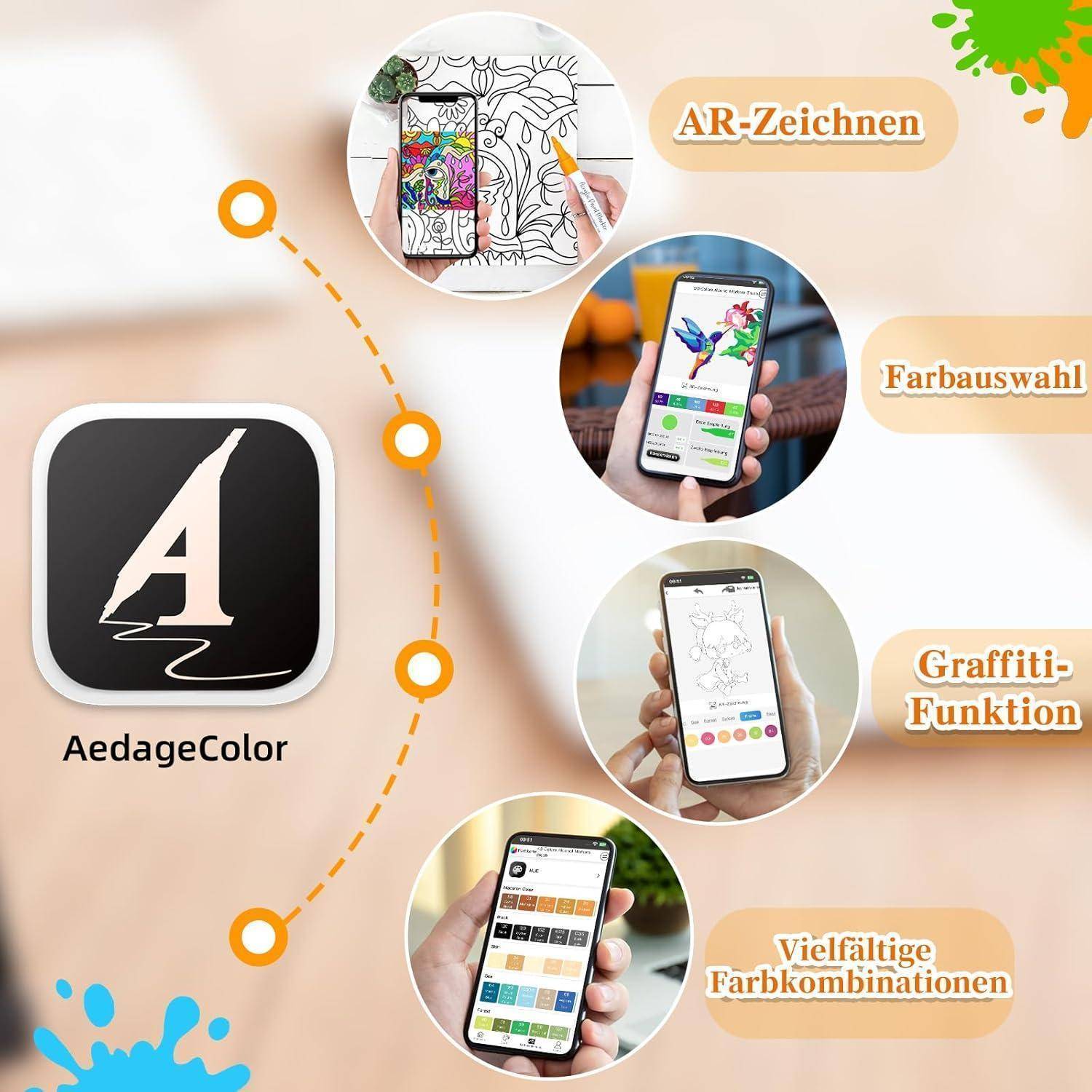 ‌AEDAGA‌ 80 Farben Nummerierte Acrylstifte Set mit App Acrylic Marker | Doppelspitze | Vielseitig einsetzbar | Wasserfest | Starke Deckkraft | Acr