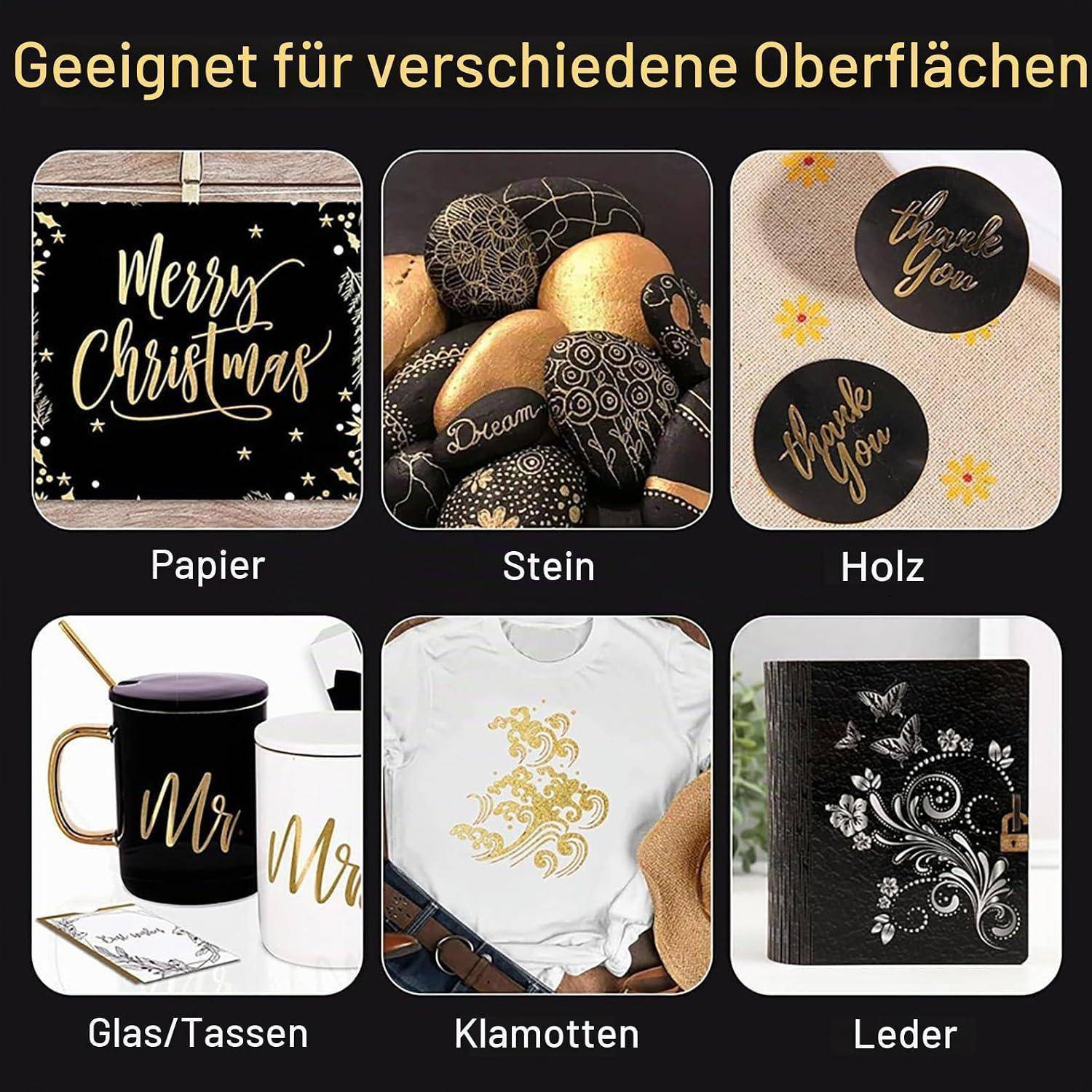 4 Stück Schwarz Weiß Gold Silber Acrylstifte, 0,7 mm Permanent Acrylfarben Marker, Wasserfest Lackstift, für Glas, Keramik, Steinmalerei, Kunsthand