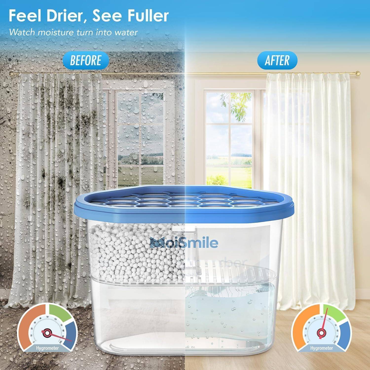 Eine Feuchtigkeitsabsorber-Anzeige zeigt einen 