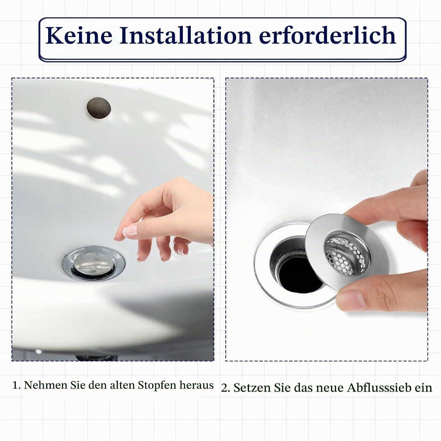 2 Stück Abflusssieb Edelstahl, 50 * 28 * 17 mm Abflusssieb Waschbecken, Waschbecken Sieb, Sieb Abfluss, Abflussieb Dusche Abfluss-sieb für Wäschere