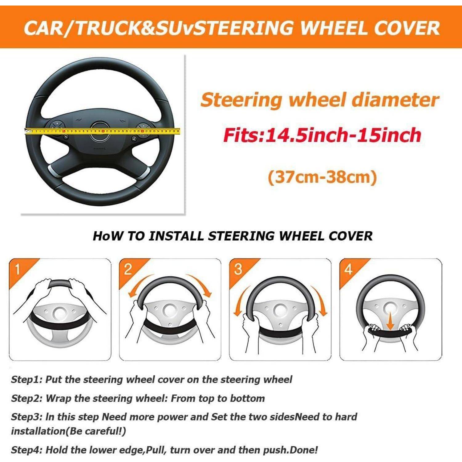 CGEAMDY Mikrofaser Kunstleder Lenkradabdeckung, Lenkradschutz Auto Universal, Auto-Lenkradabdeckung Aus Kunstleder Universal, Schweißabsorbierende