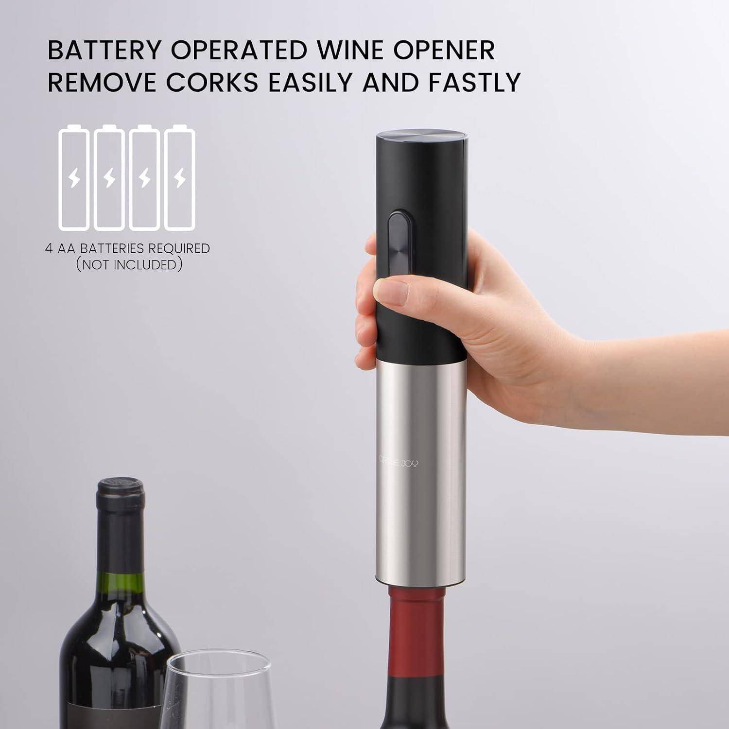 CIRCLE JOY Elektrischer Korkenzieher, Automatischer WeinöFfner, Batteriebetriebener Motorisierter Weinabzieher Mit Verriegelbarem Folienschneider