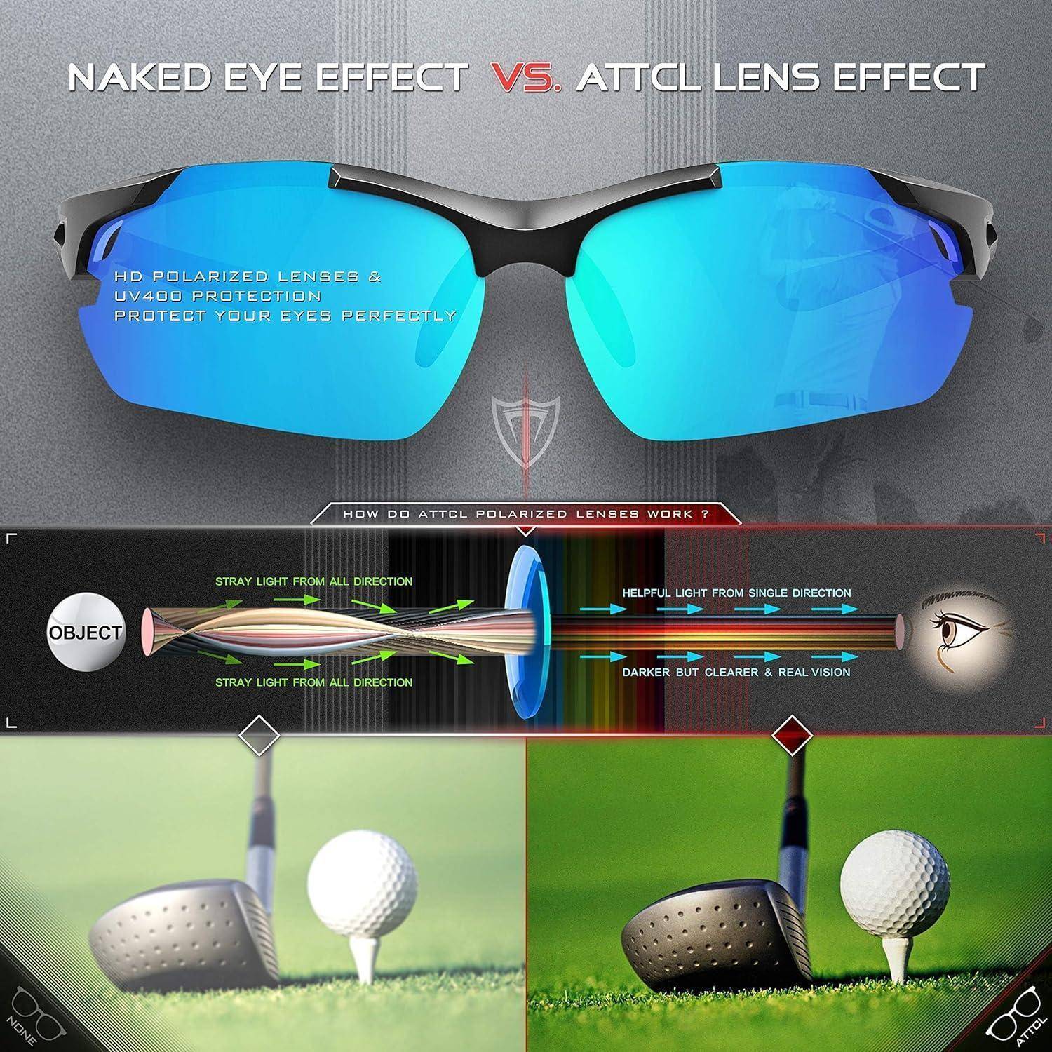 ATTCL Sonnenbrille Herren - Verbesserte Polarisierte Sportbrille Ultraleicht UV-Schutz Sonnenbrillen UV400 CAT 3 CE 7027-blau/Verspiegelt