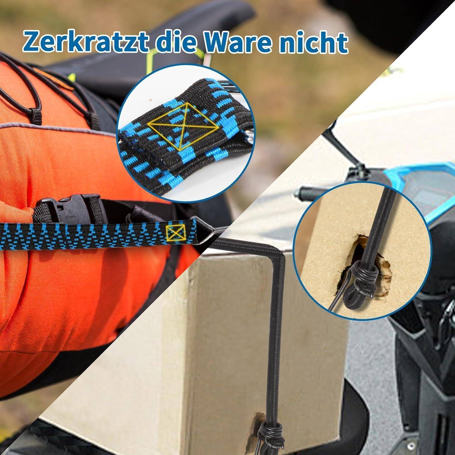 Verstellbar Spanngummi mit Haken,4er Expander mit Haken Gepäckspanner 2M Gummispanner mit Haken für Sackkarre Gepäckträger Fahrrad Auto Dachträge