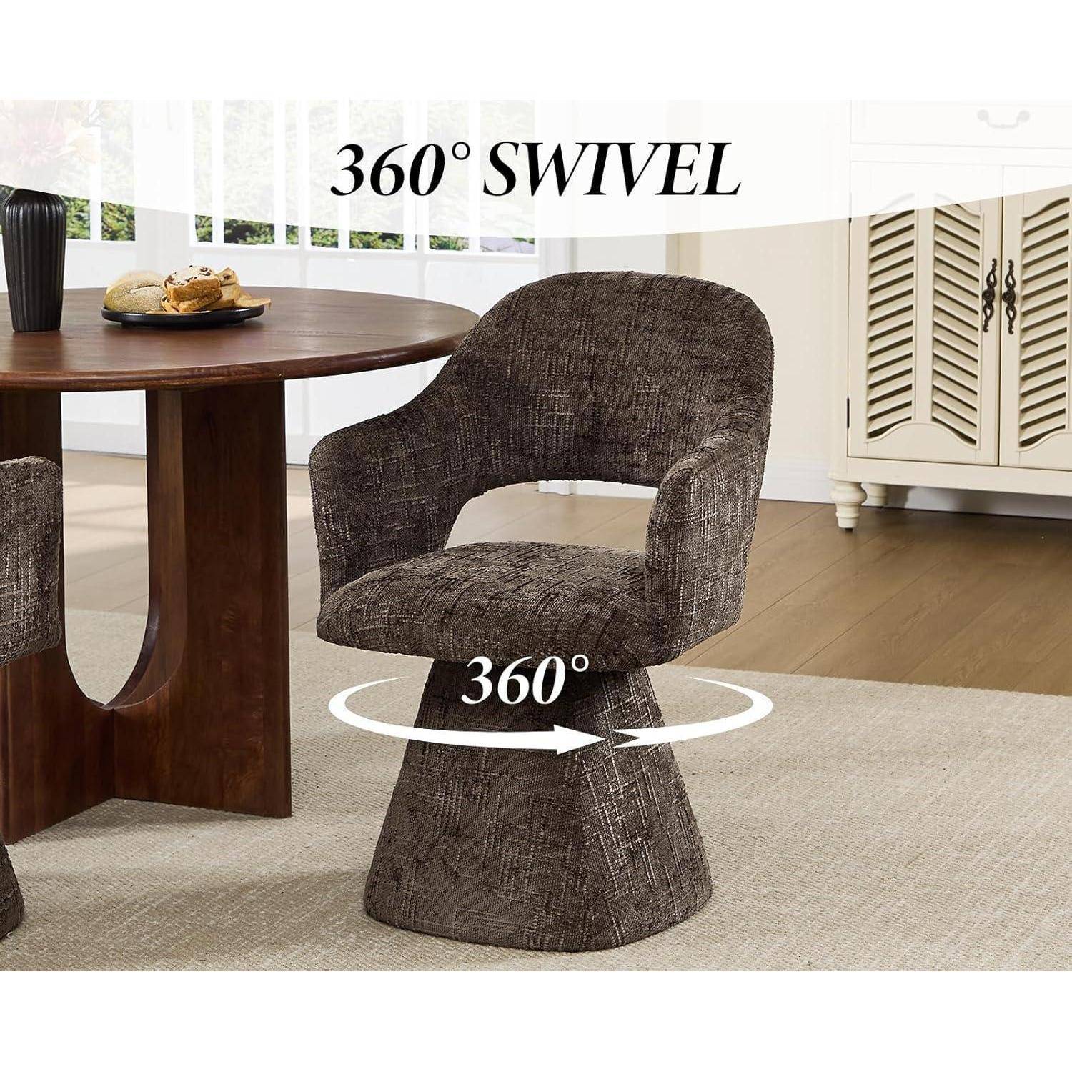 Esszimmerstühle Drehbar, Küchenstühle aus Chenille Polsterstuhl mit Armlehnen Retro Dining Chair für Esszimmer/Küche/Dining/Lounge Wohnzimmer, Br